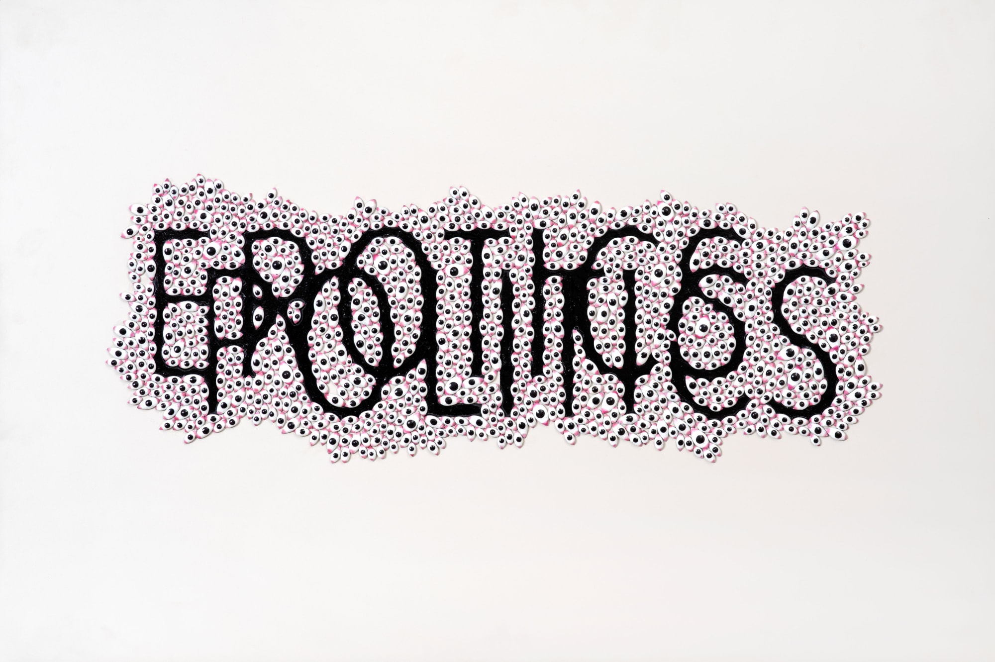 Anita Dube Erotics/Politics, 2020 Enamelled votive eyes, automotive paint, superglue on laminate board 24 x 36 in