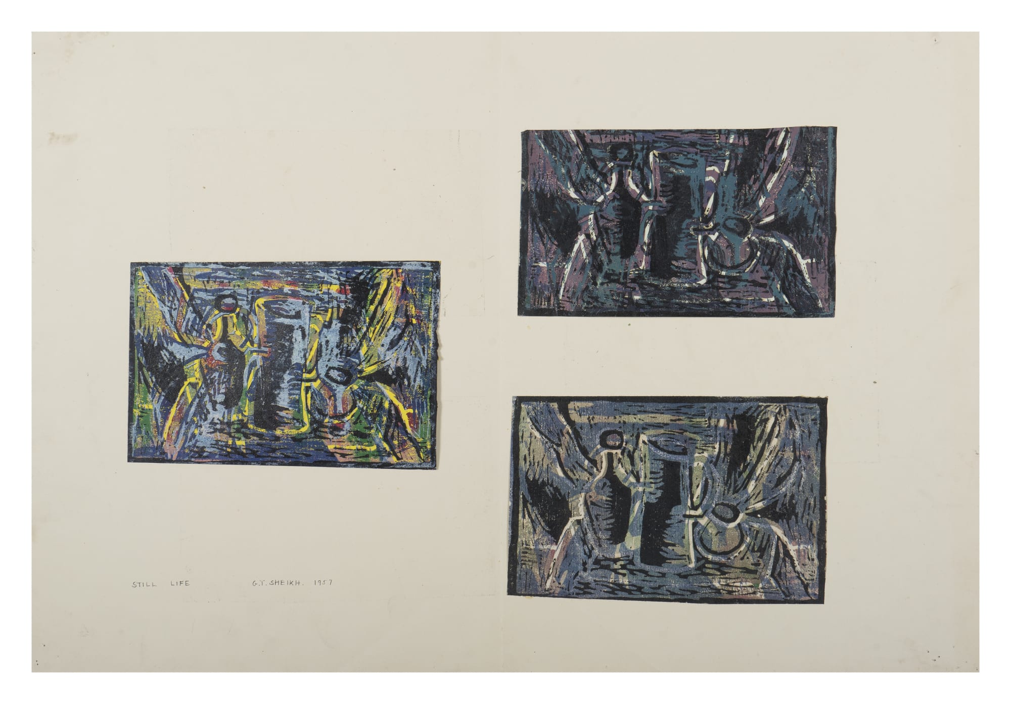 Gulammohammed Sheikh Still Life, 1956 Woodcut