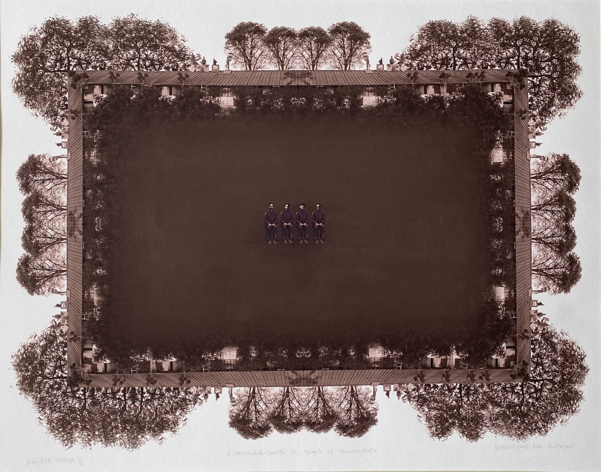 Gulammohammed SheikhShiv Mahal Sonata or People at Dharmashala, 2005/2024 Digital Collage, Inkjet on Hahnemühle Fine Art Texture Paper