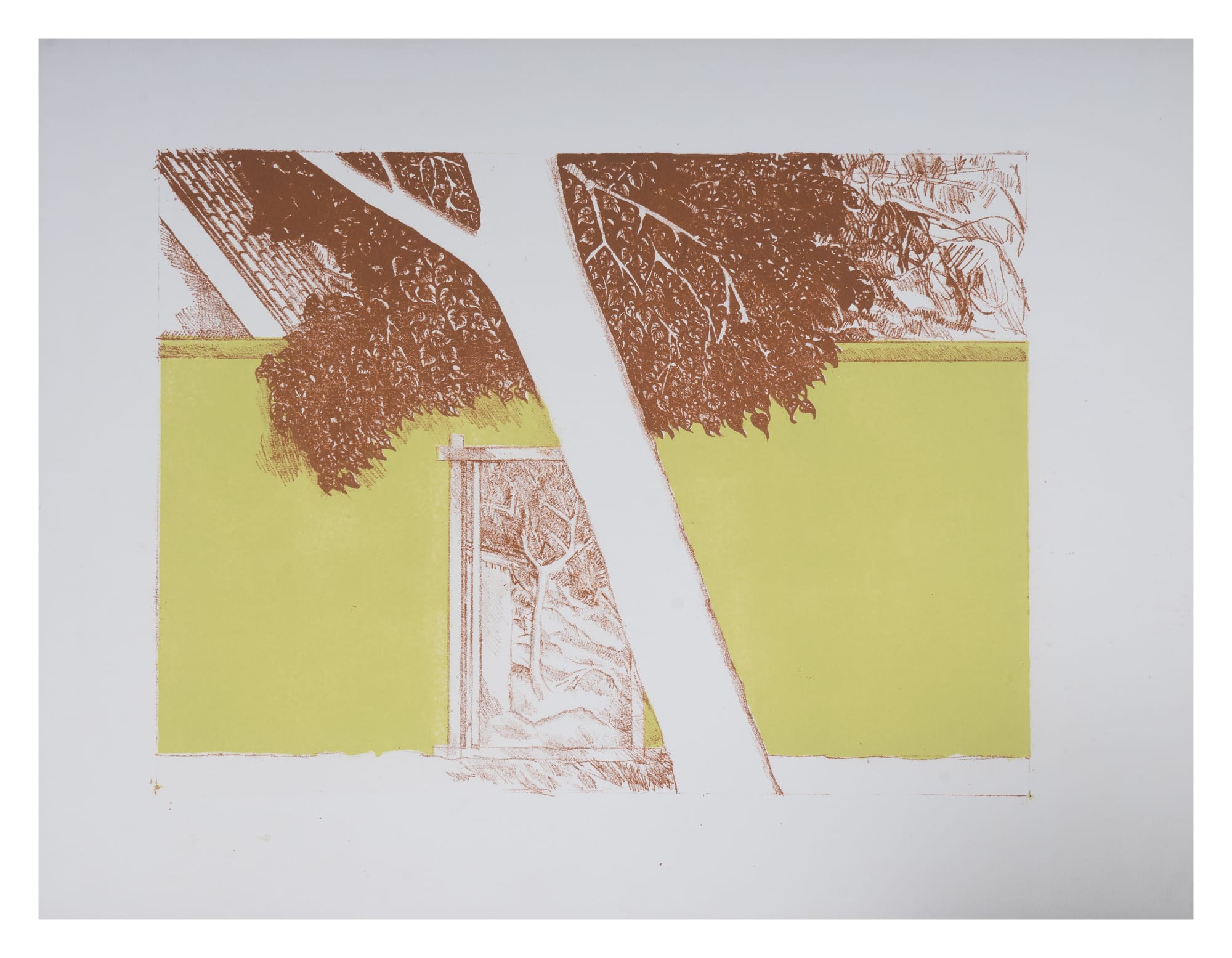 Gulammohammed SheikhTree by the Wall, 1980 Lithograph