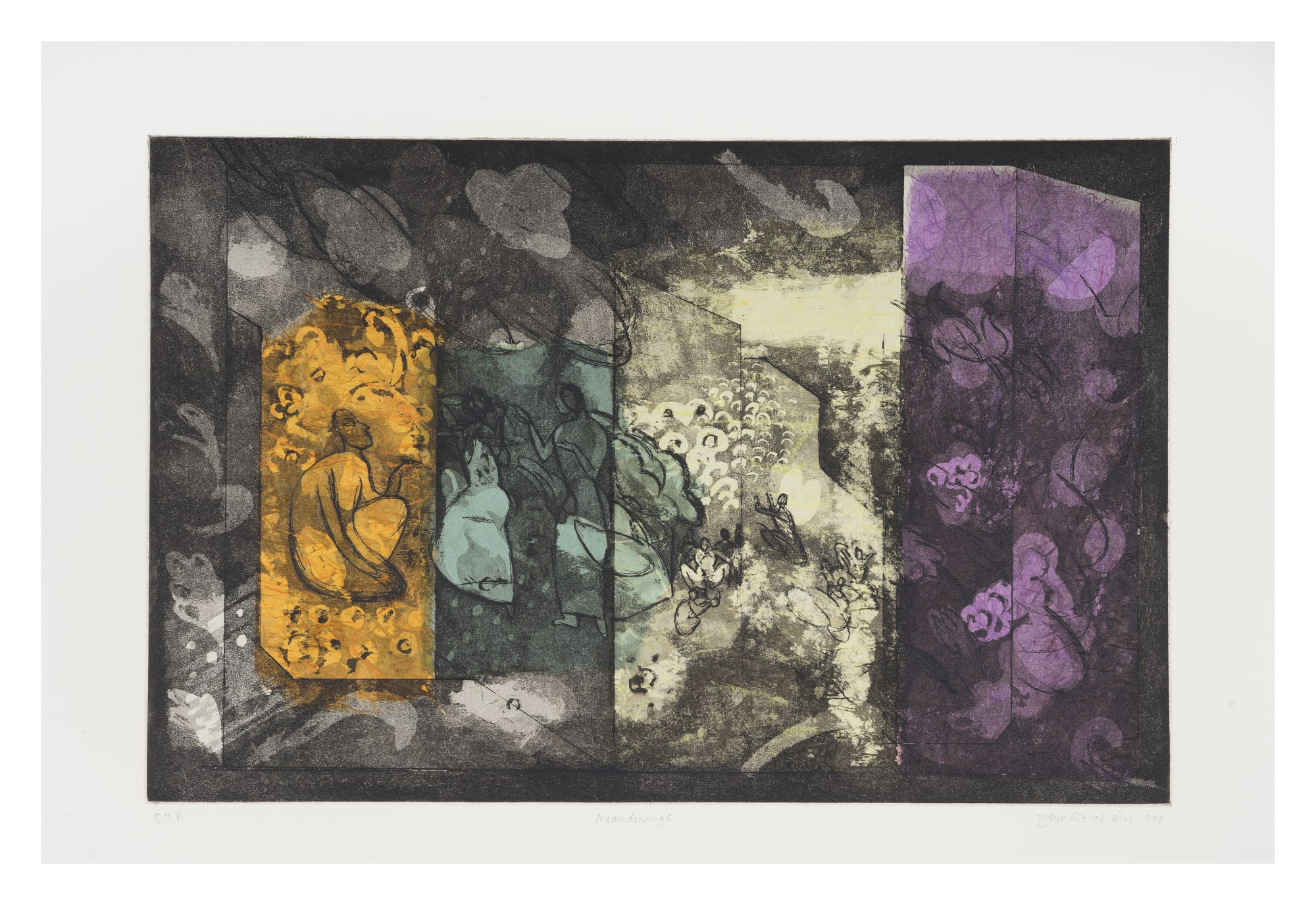 Gulammohammed SheikhEmergent Forms, 1990 Etching - Aquatint, Third version with colour tones