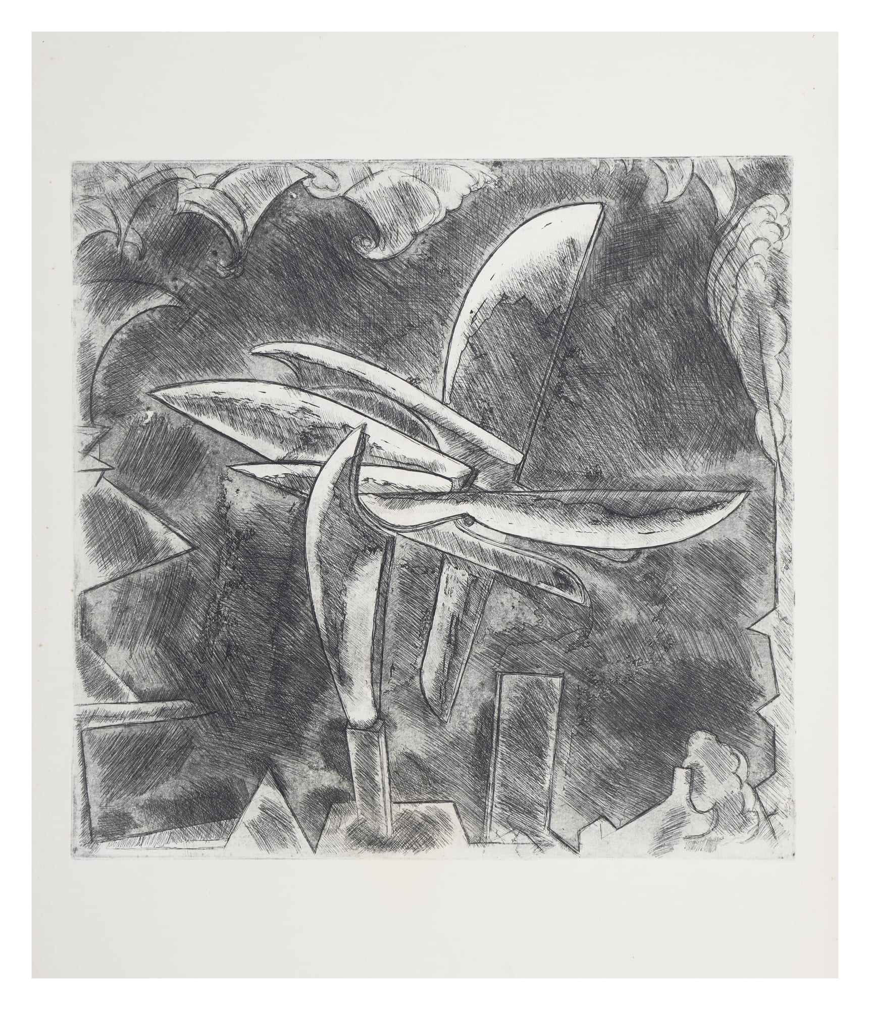 Gulammohammed SheikhStill Life with Landscape (Days of the Dagger), 1993 Etching - Aquatint, Second Version