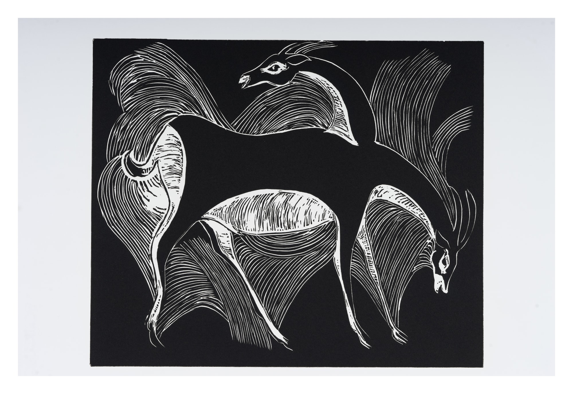 Gulammohammed SheikhMayamriga, 2001 Linocut