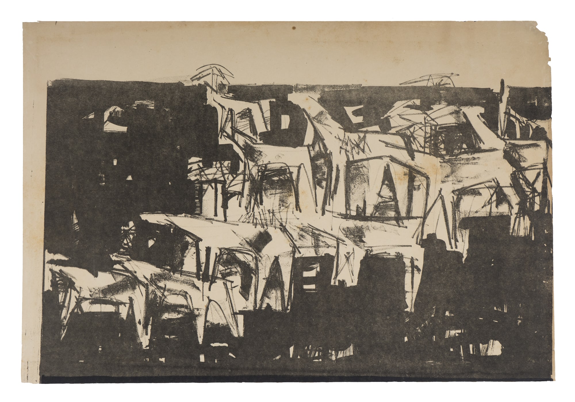 Gulammohammed Sheikh Horses Moving, 1963 Lithograph