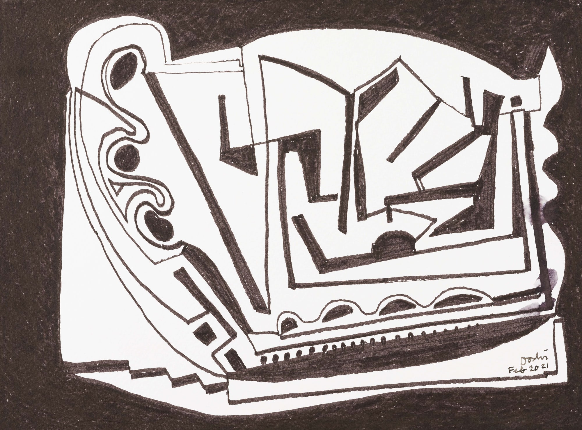 Balkrishna Doshi Untitled, 2021 9.5 x 12.5 in