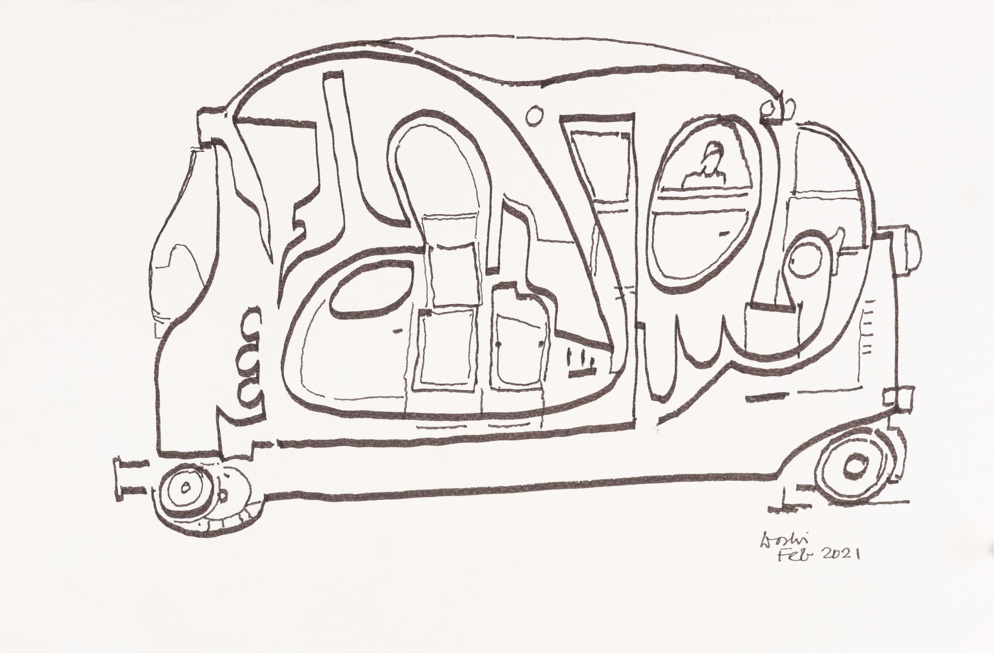 Balkrishna Doshi Untitled, 2021 9.5 x 14.25 in