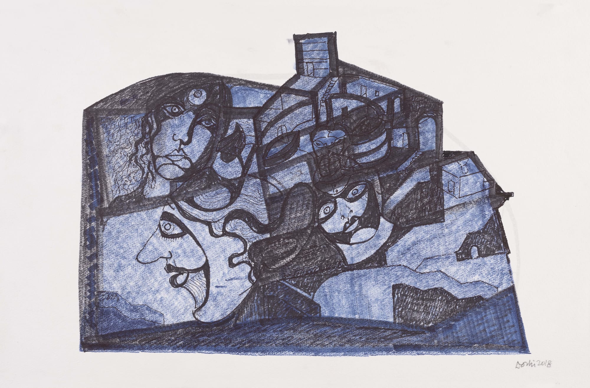 Balkrishna Doshi Untitled, 2018 13 x 20.25 in