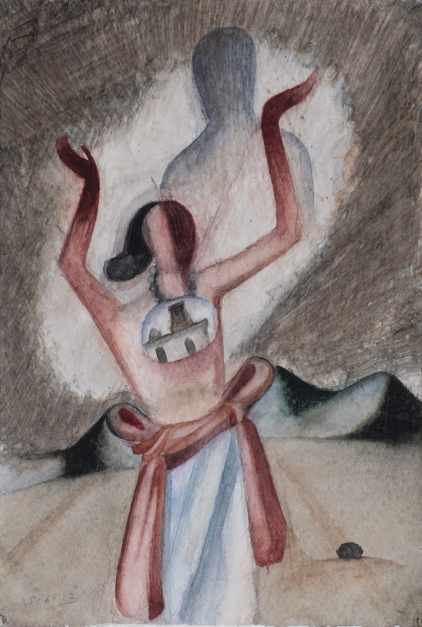 Atul Dodiya Nayanar – I (for David Shulman) Watercolour on paper