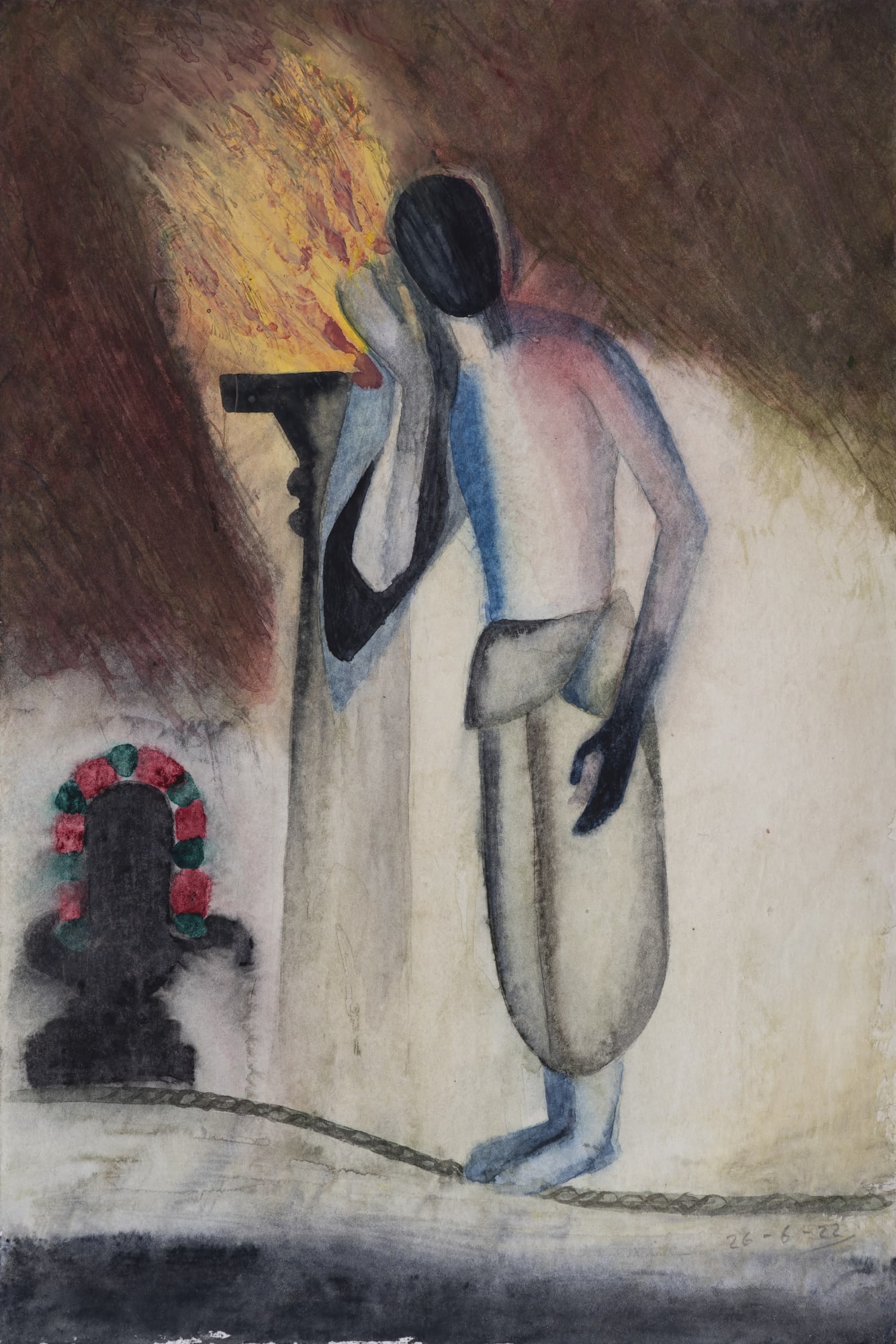 Atul Dodiya Nayanar – II (for David Shulman) Watercolour on paper