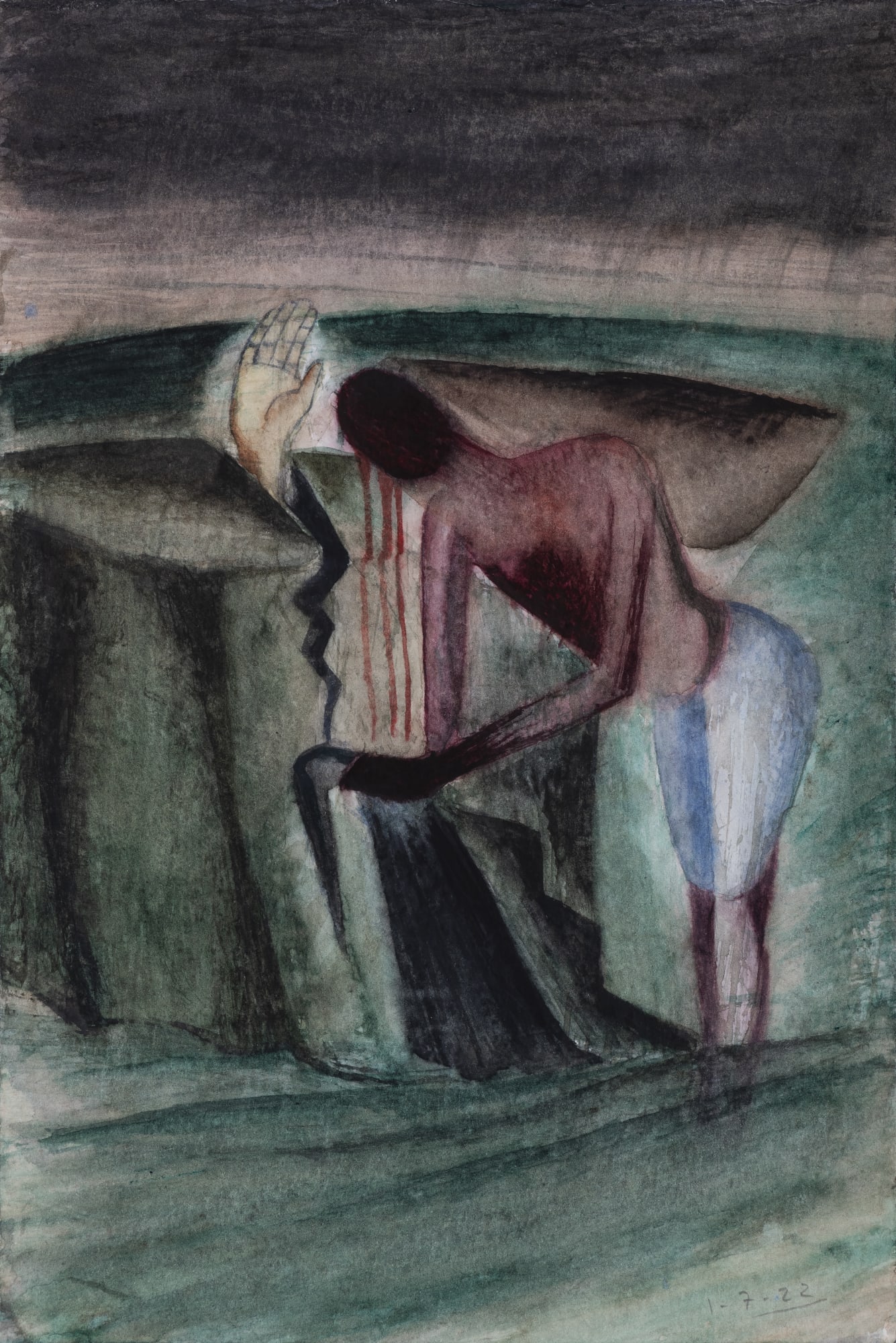 Atul Dodiya Nayanar – IV (for David Shulman) Watercolour on paper