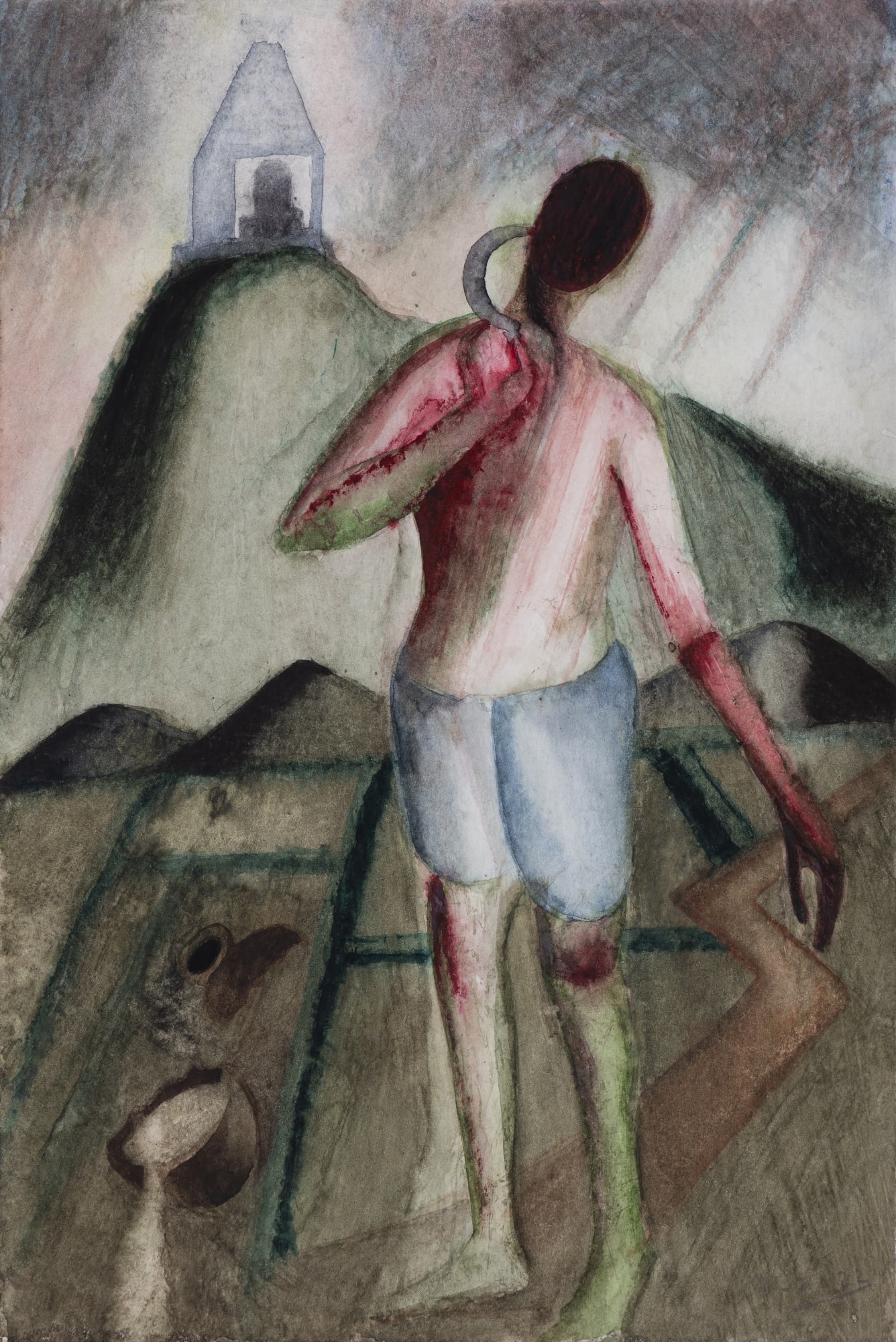 Atul Dodiya Nayanar – V (for David Shulman) Watercolour on paper