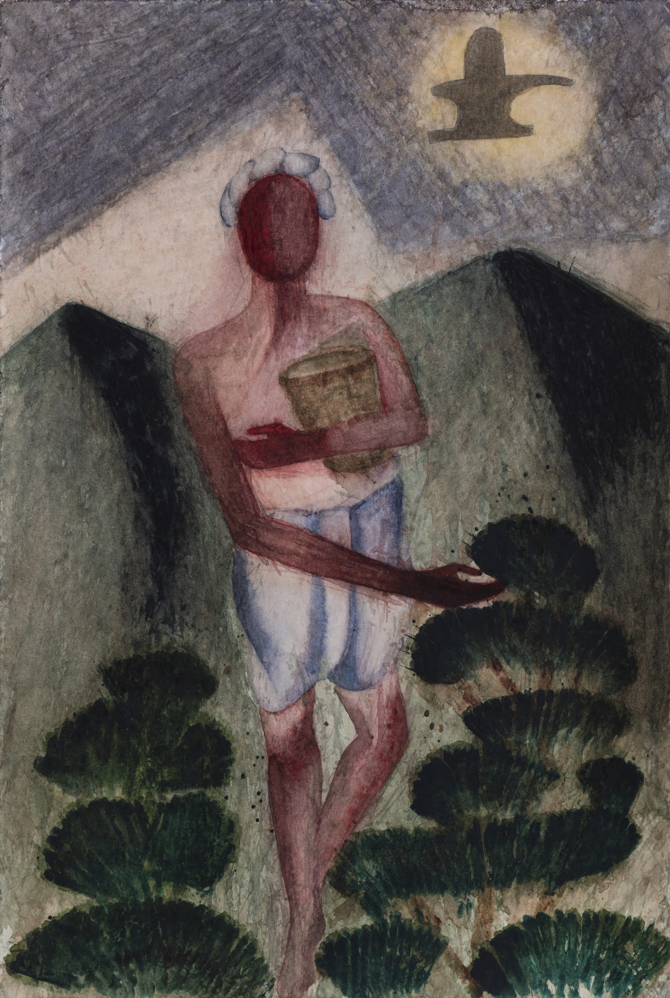 Atul Dodiya Nayanar – VI (for David Shulman) Watercolour on paper