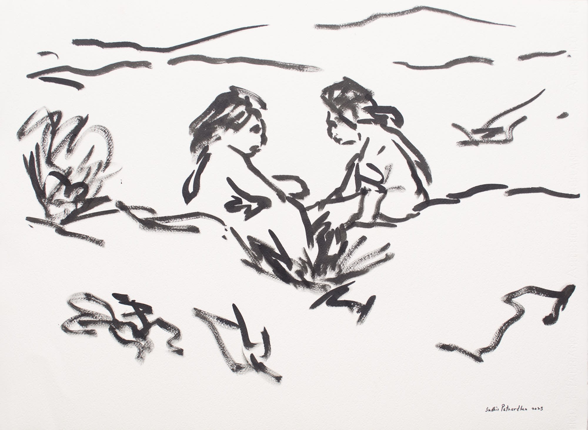 Conversation Brush & ink on paper 2023