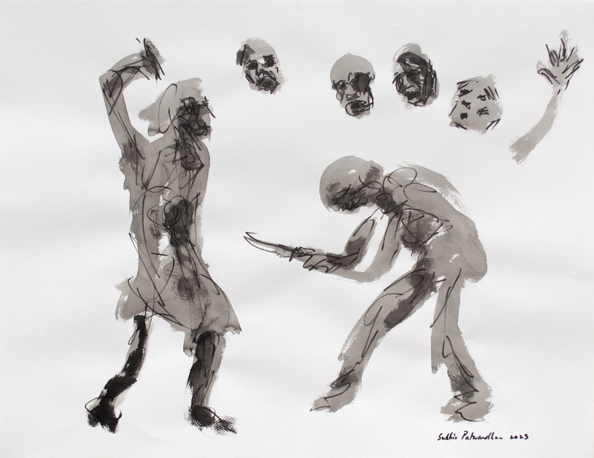 Fight 1 Brush and ink on paper 2024