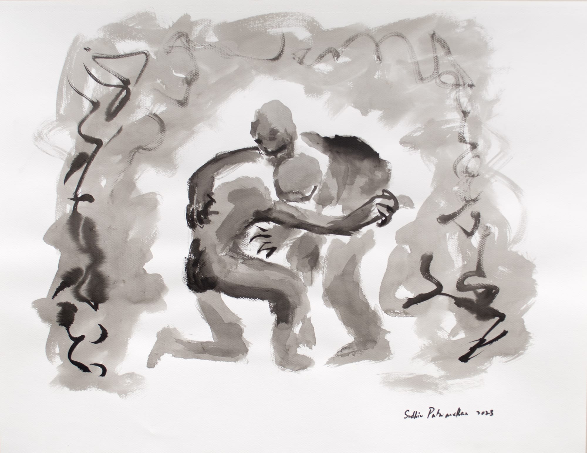 Fight 2 Brush and ink on paper 2024