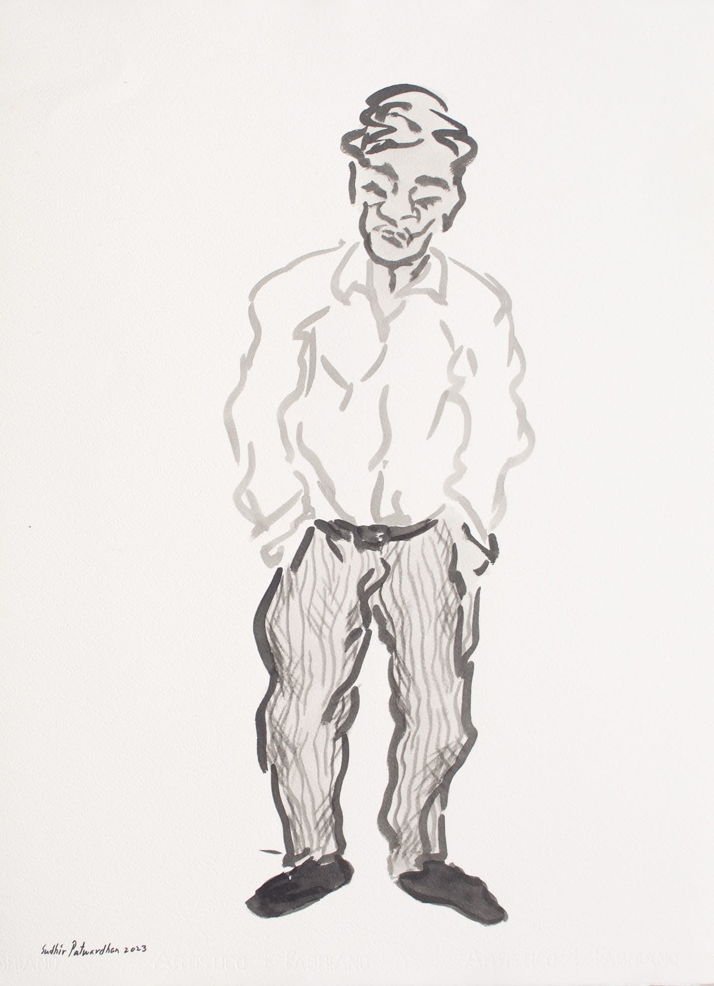 Striped Pants Brush and Ink on paper 2023