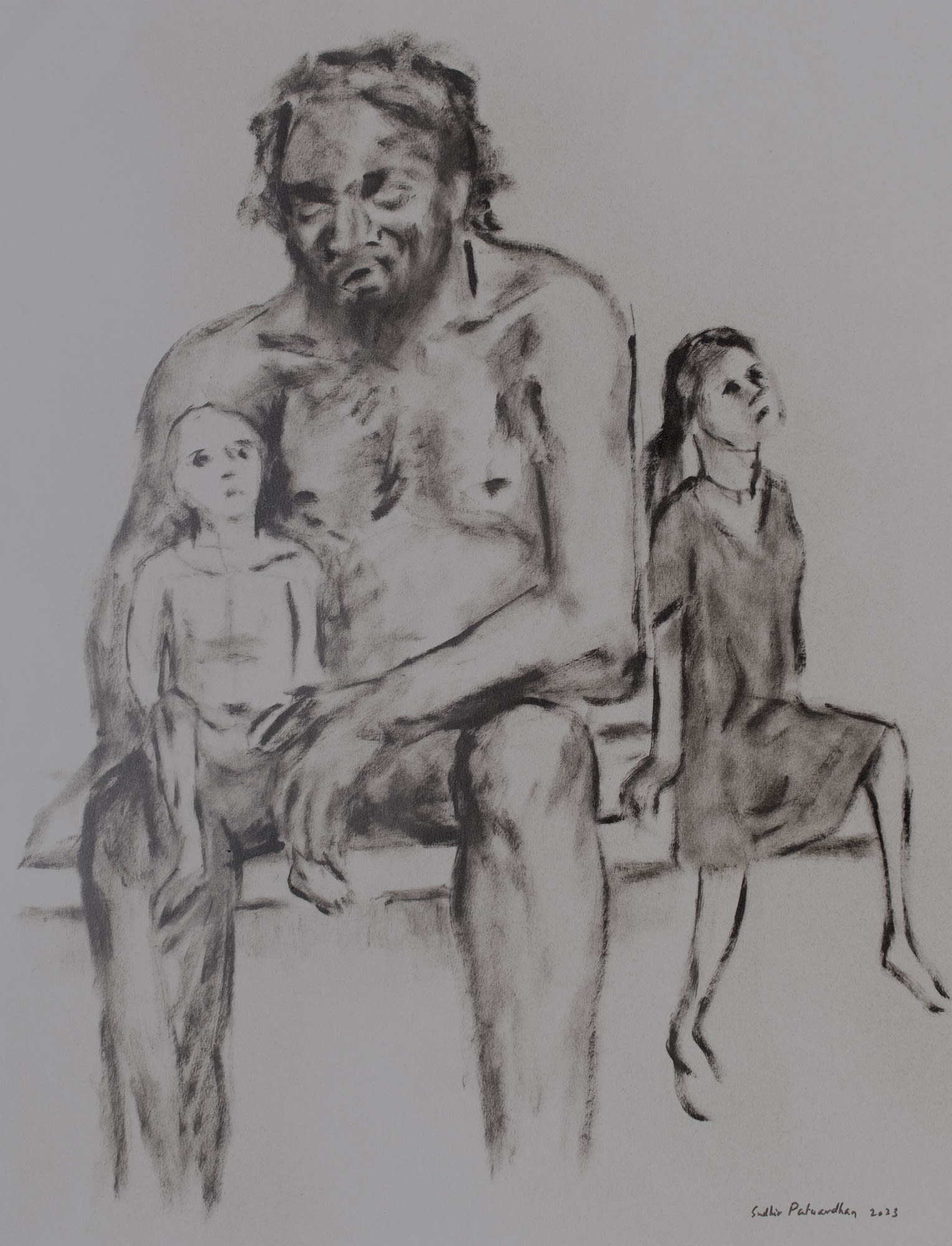 Homeless Family Kajal on tinted paper 2023