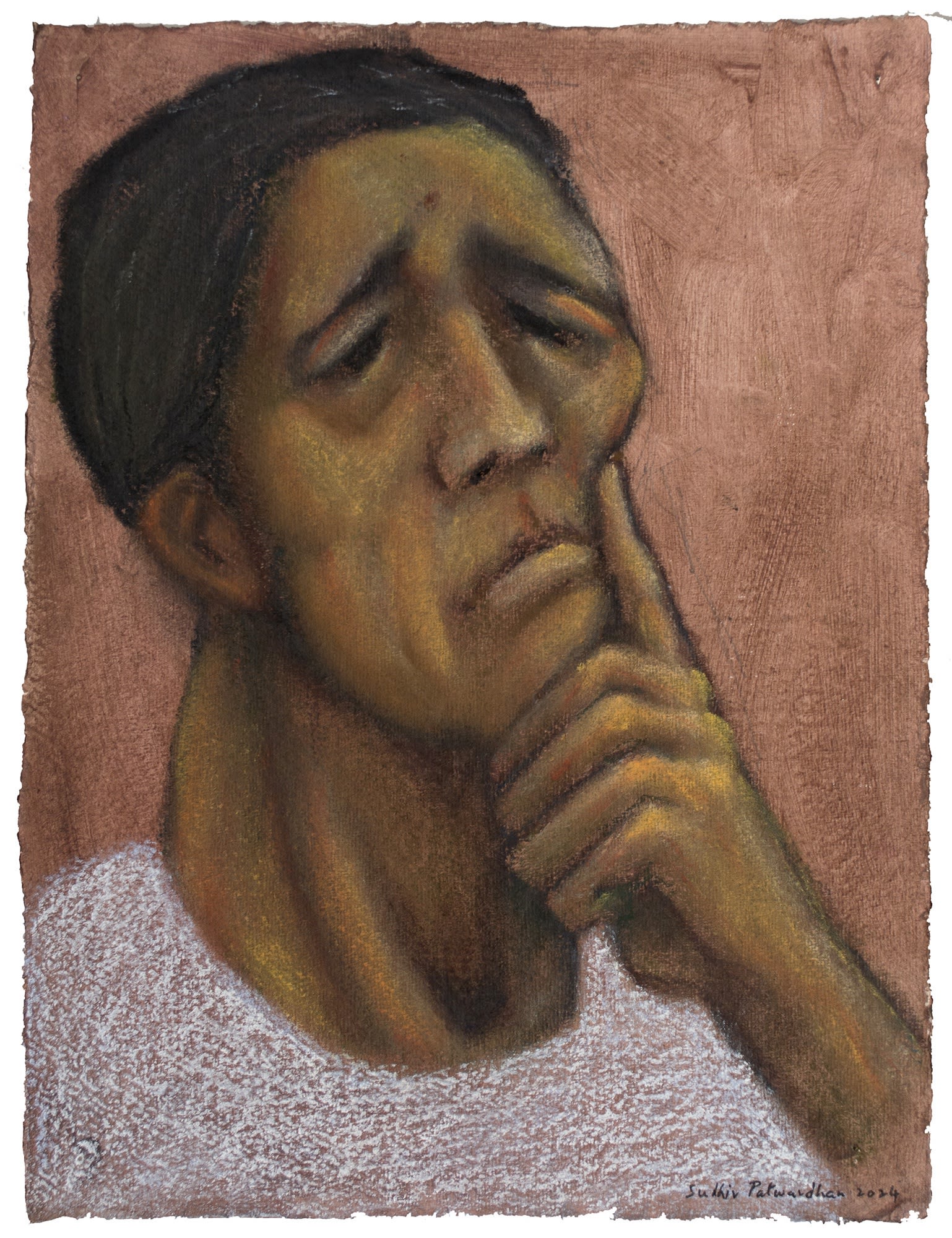 Thought Acrylic and pastel on handmade paper 2024