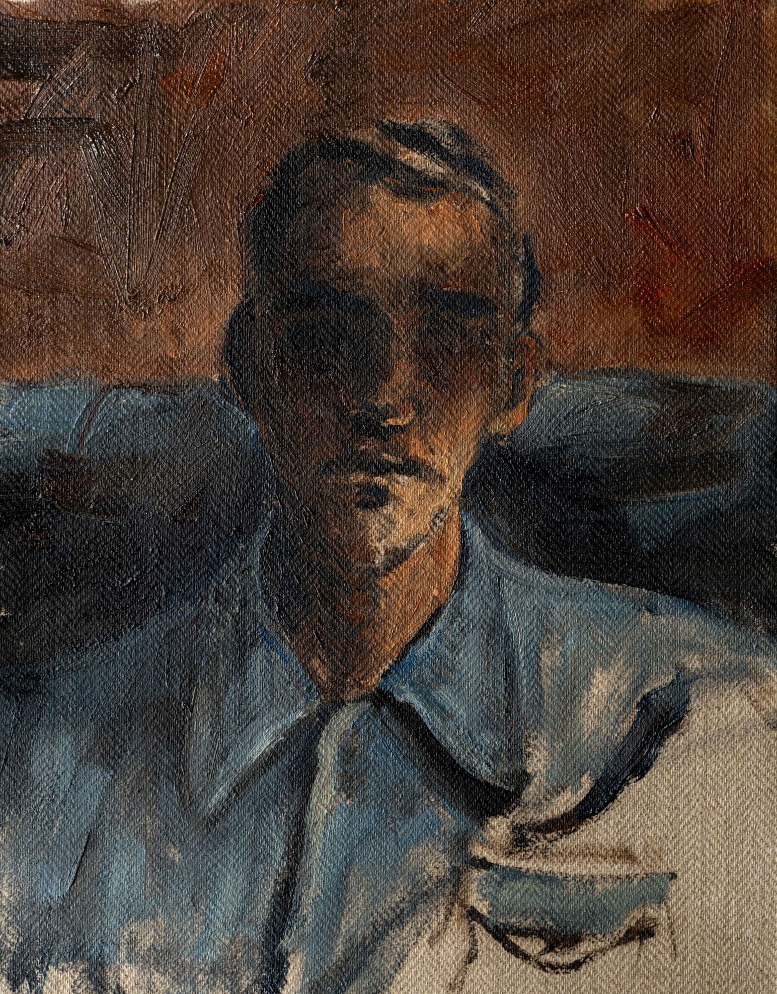 Zaam Arif Study of William S. Burroughs, 2024 Oil on Herringbone linen