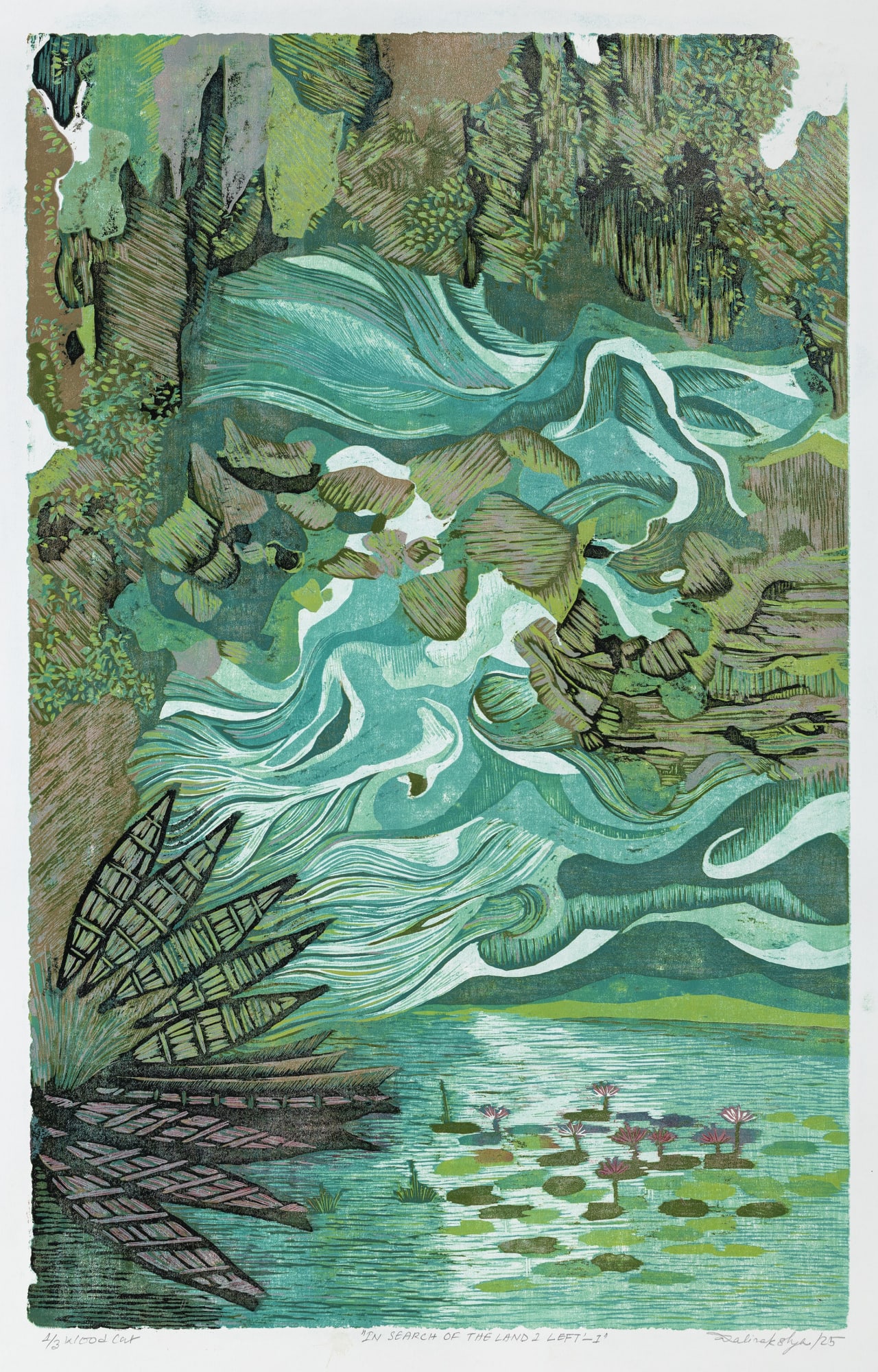 Nalinakshya Talukdar In Search of Land – I (Left – I), 2025 Woodcut