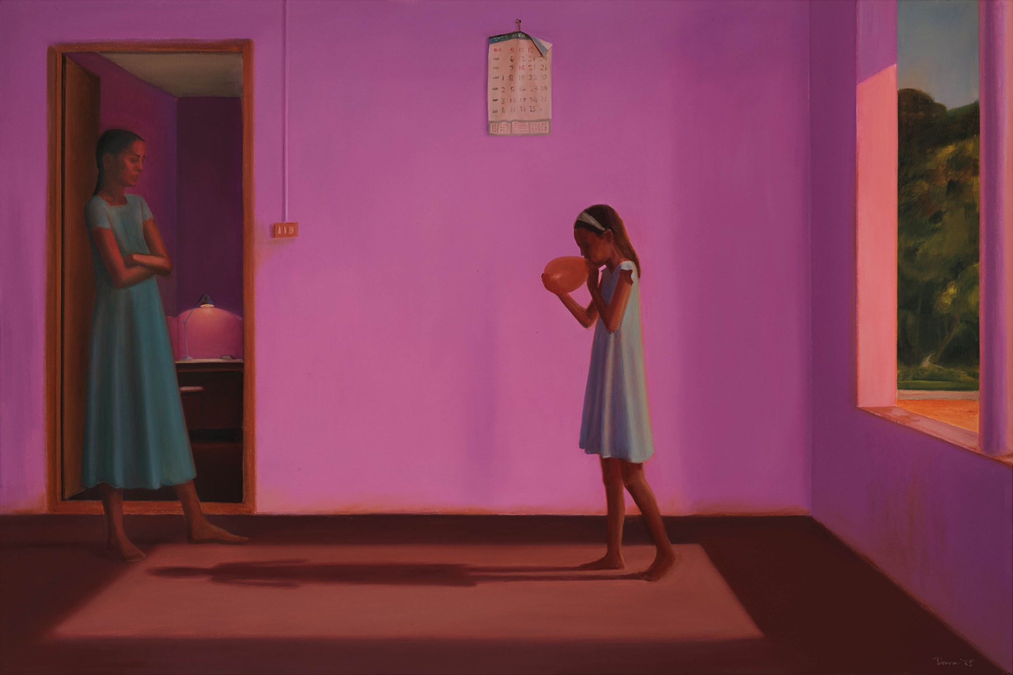 Tom Vattakuzhy Girl with Balloon, 2025 Oil on canvas 48 x 72 in