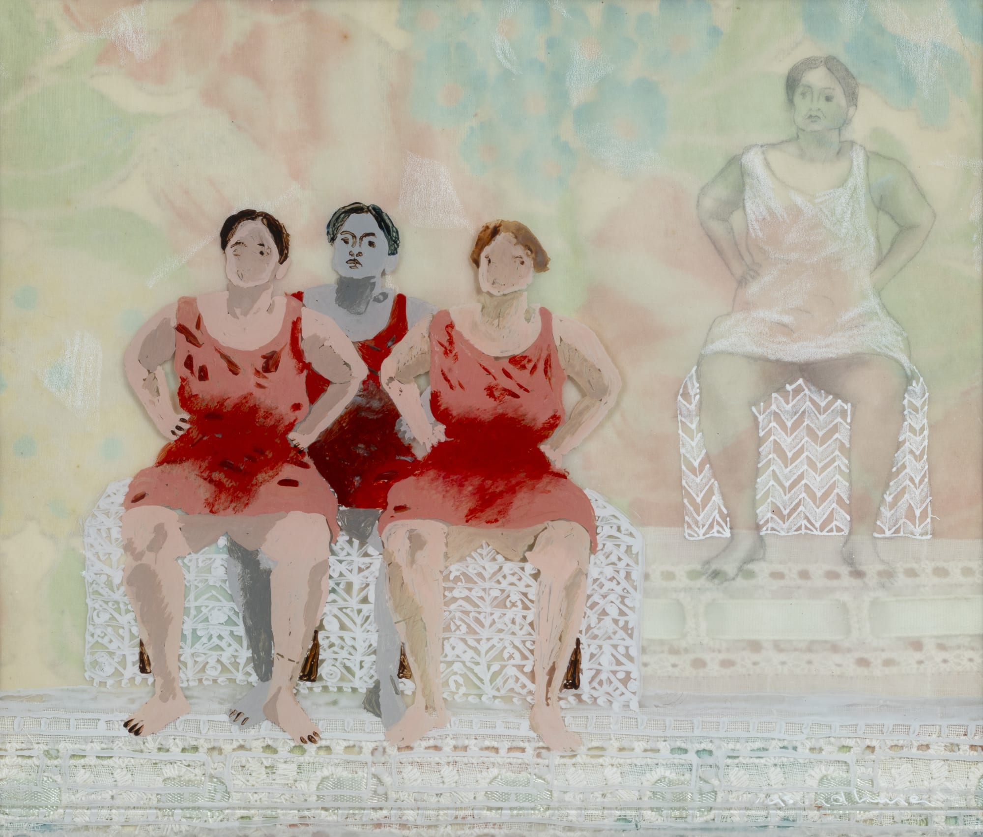 Sisters, 1998 Mix media on paper 5.5 x 6.5 in