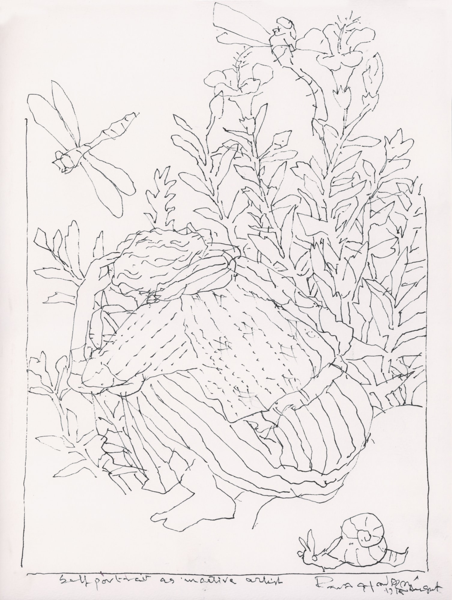 Self-portrait as an inactive artist Ink on paper 15 x 11 in 2023