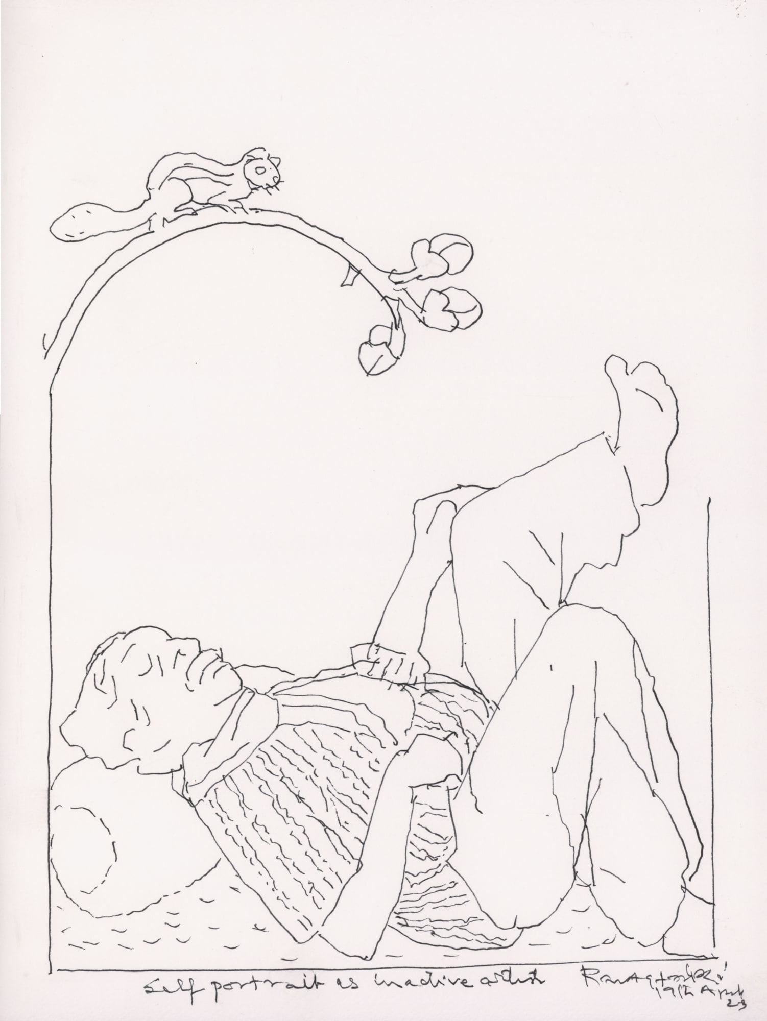 Self-portrait as an inactive artist Ink on paper 15 x 11 in 2023