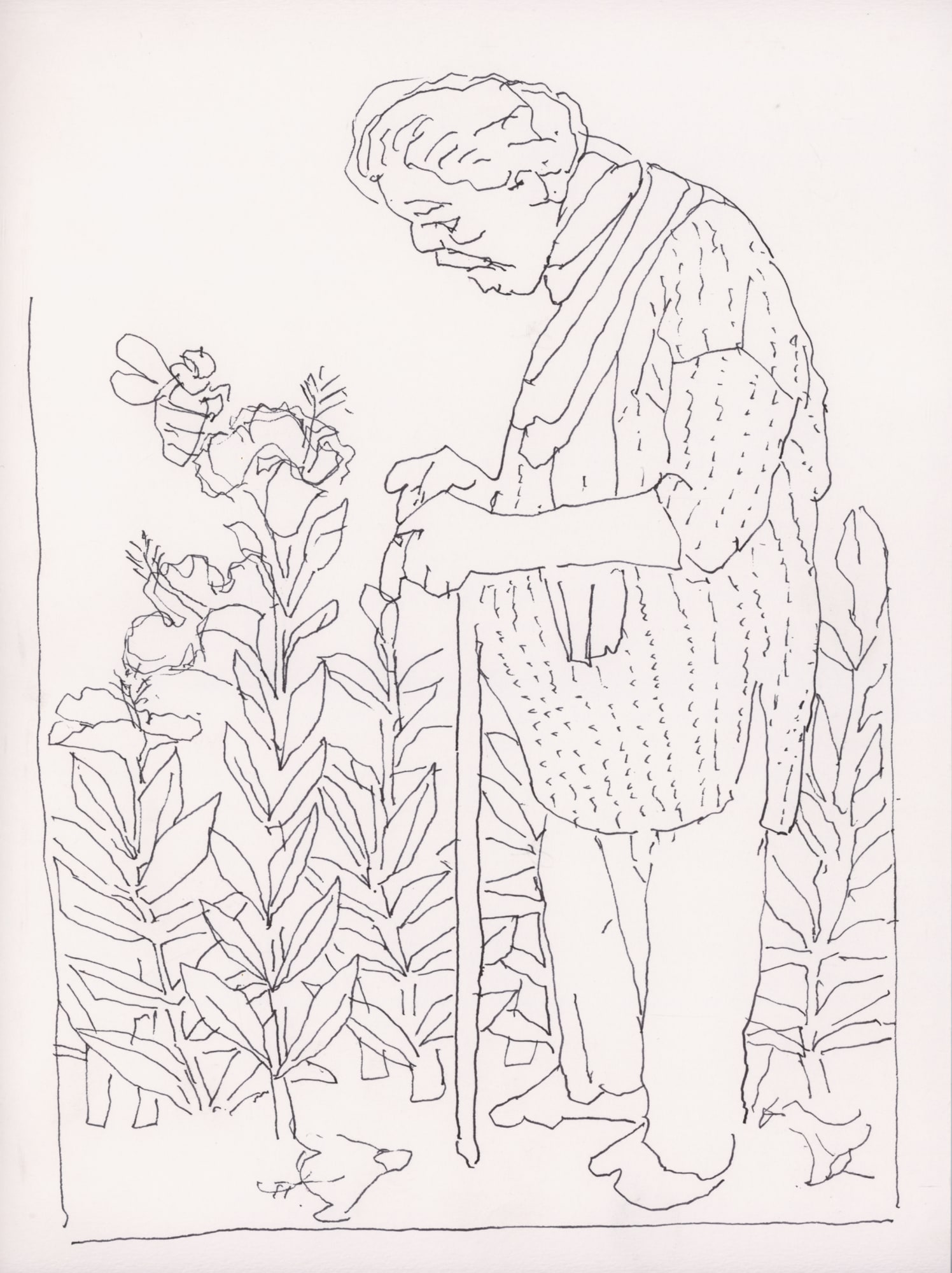 Self-portrait as an inactive artist Ink on paper 15 x 11 in 2023