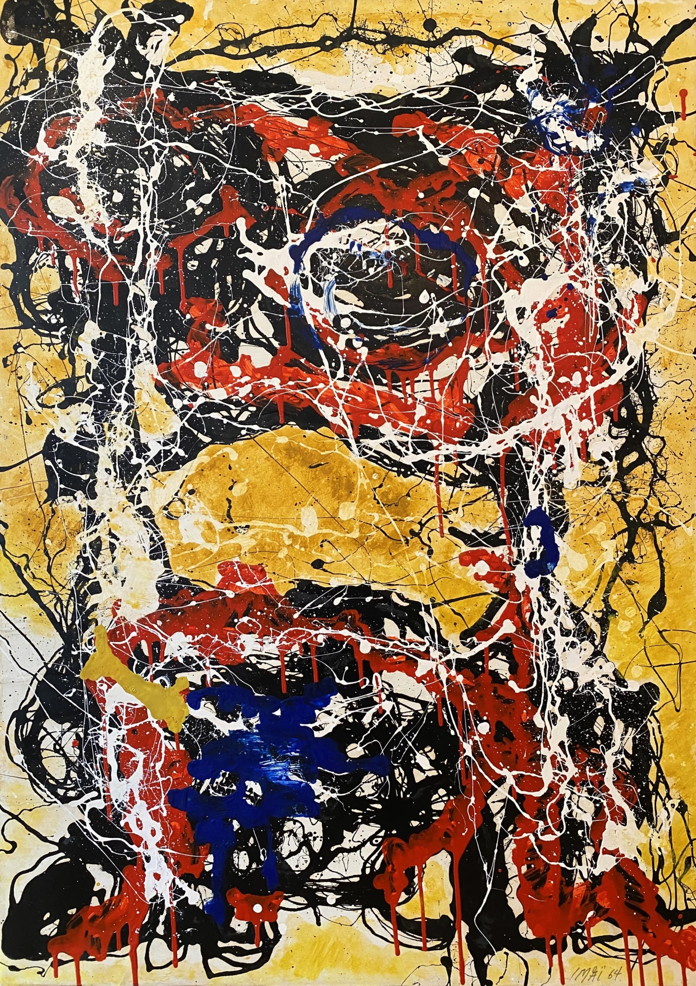 Toshimitsu IMAÏ Sans titre 1964 Acrylique et encre sur papier marouflé sur toile / Acrylic and ink on paper mounted on canvas 110 x 79 cm