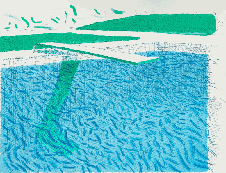 Hockney Lithograph Of Water 5