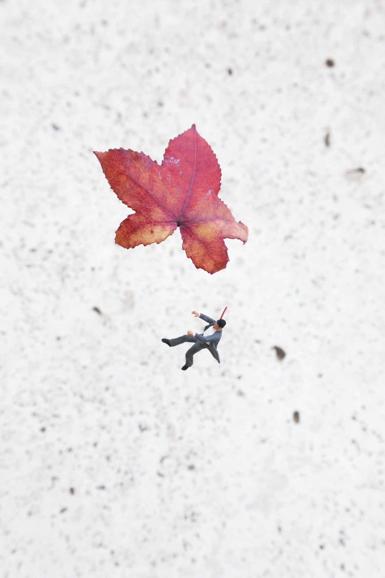 Slinkachu Fall (man falling holding on to a flower) print