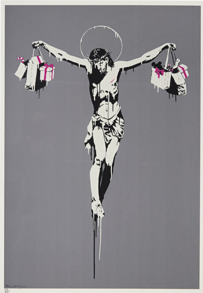Christ With Shopping Bags print banksy