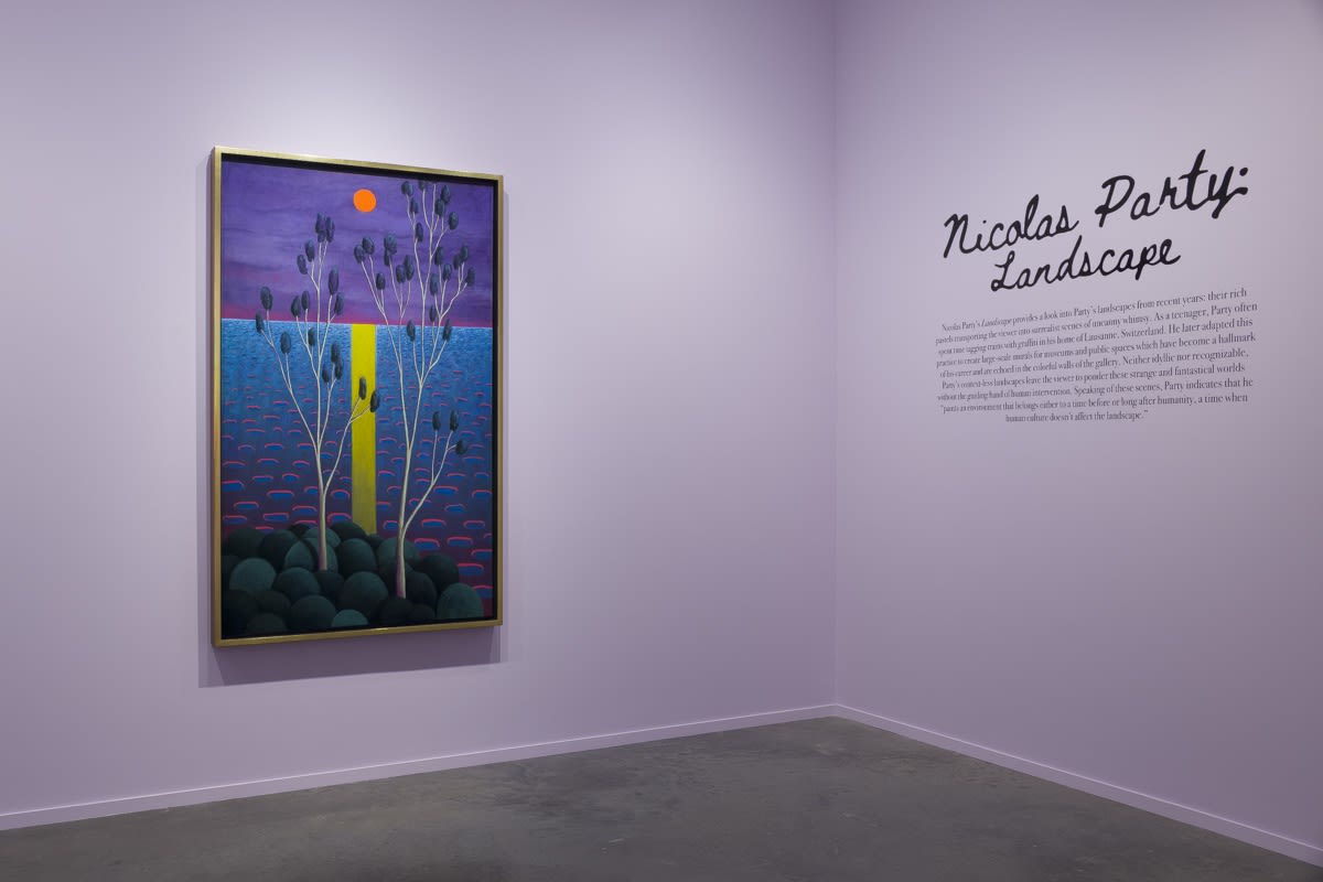 Installation view, Nicolas Party: Landscape, 2023. Photo: Evan Sheldon.