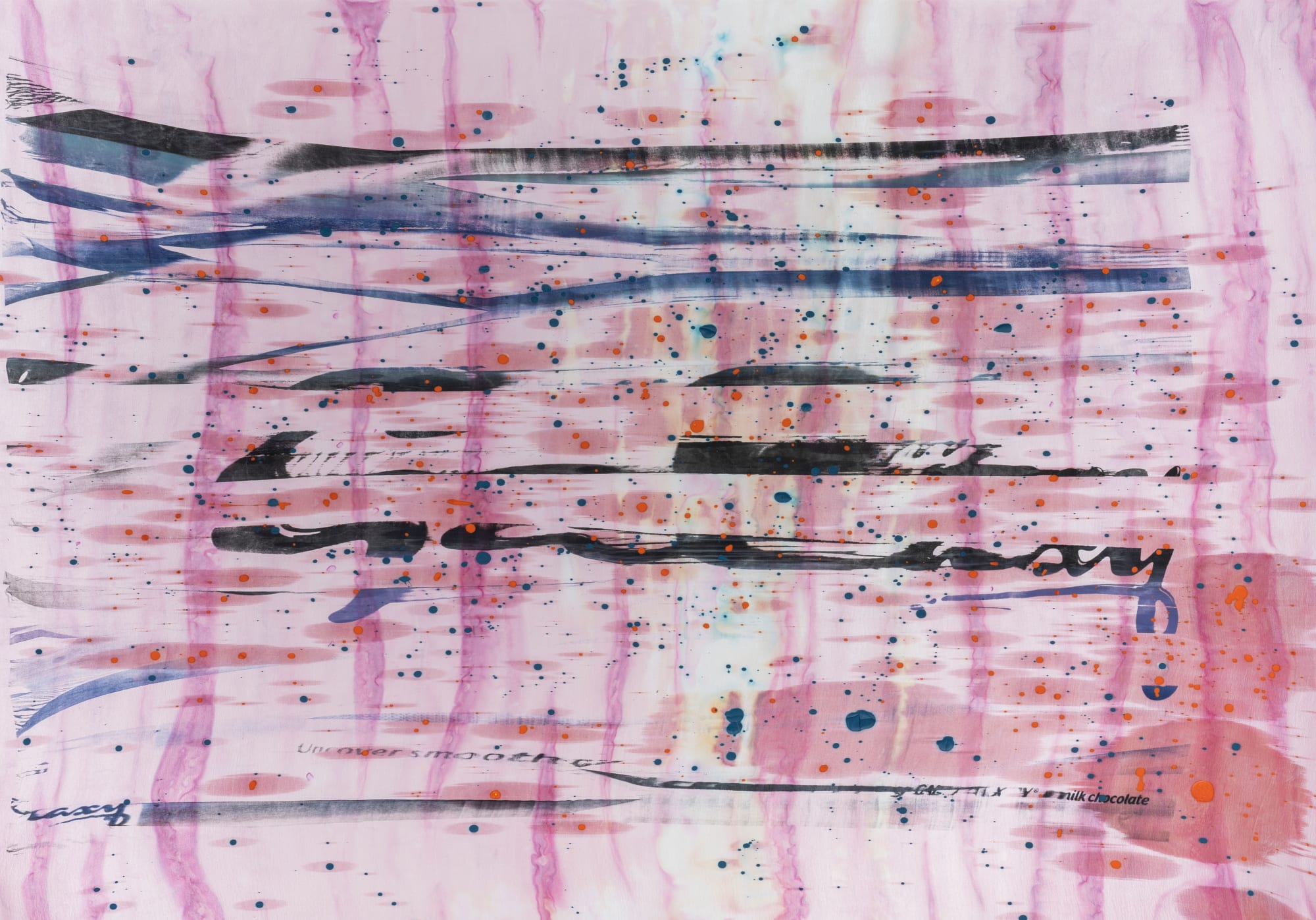 Max Boyla, Warp, 2023, silkscreen, oil, dye and bleach on satin, 140 x 200 cm