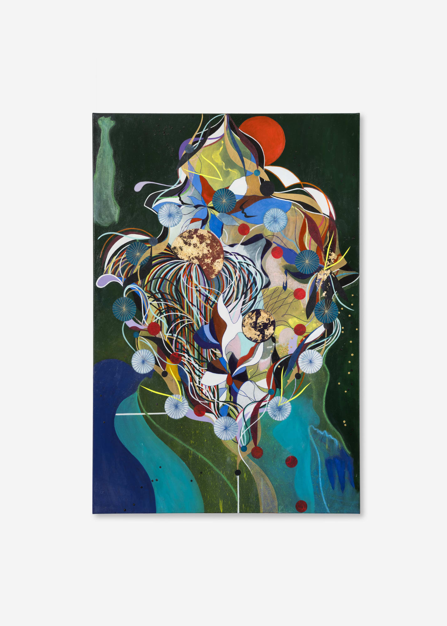 Tiffanie Delune, The Flowers of the Imperfect, 2025 – mixed media painting with gold leaf