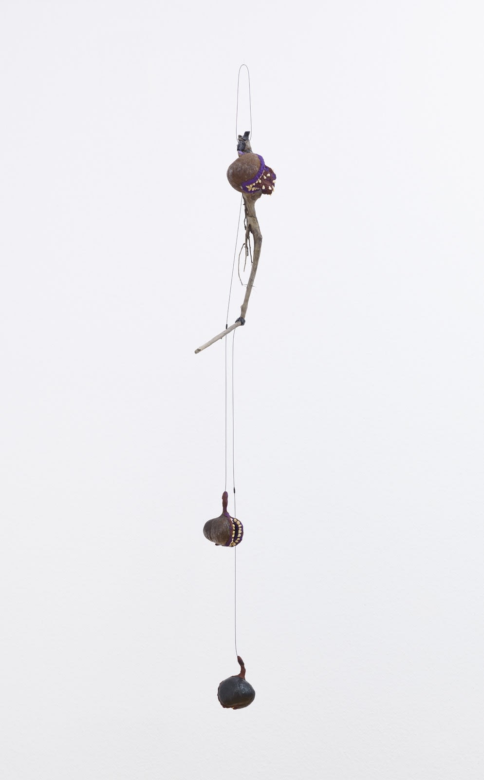 PRZEMEK BRANAS Plotka 8 [Rumour 8], 2020-2021Emu ostrich eggshells, Sterculia Foetida tree nutshells, acrylic, modelling clay, aluminium, insulating tape, glue165 x 22 x 20 cm | 65 x 8 5/8 x 7 7/8 in