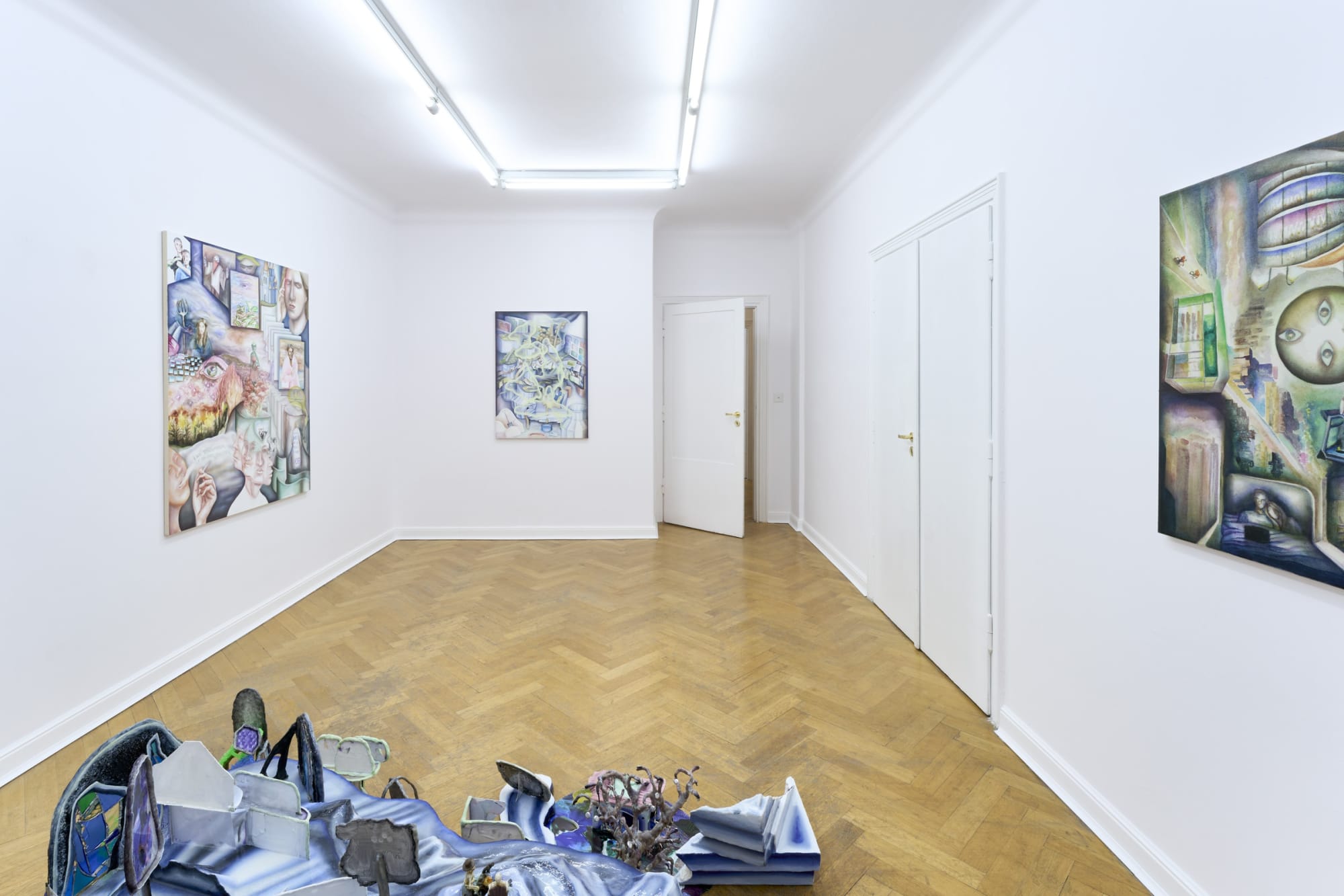 Installation view from "Noise in the sense of large number of small events" by Katarzyna Wyszkowska at Import Export, Warsaw, 2024 | Photo: Błażej Pindor