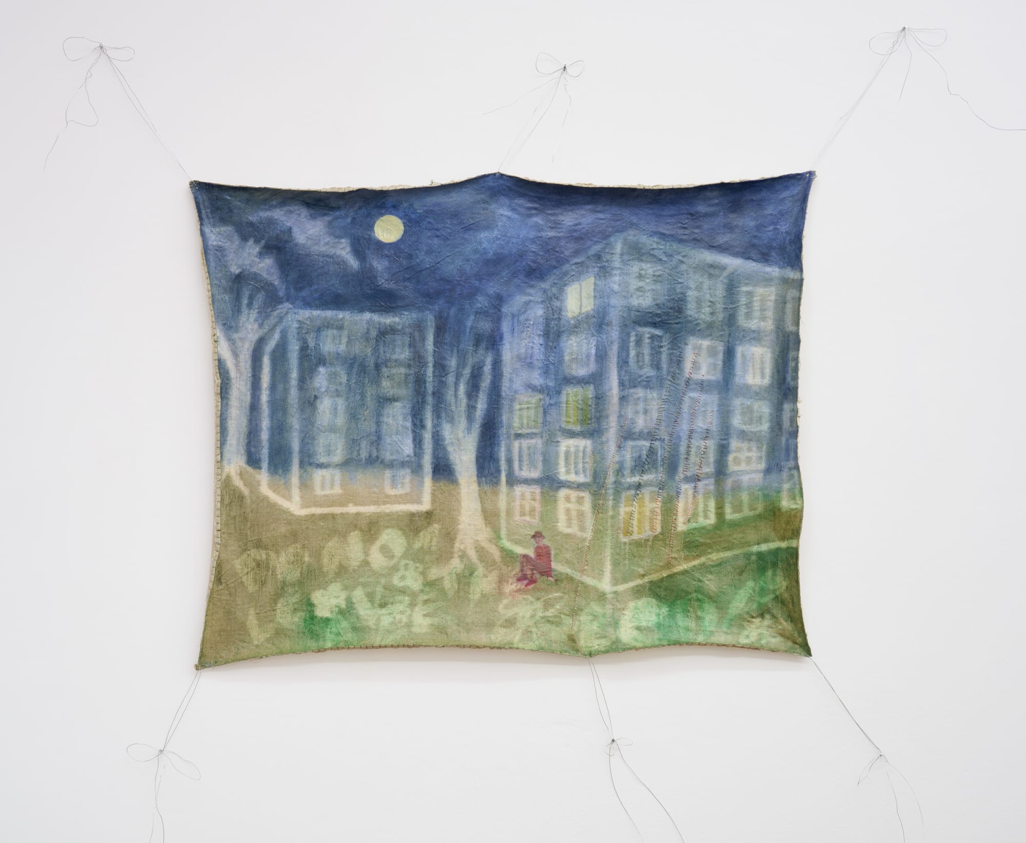 Masha Silchenko Untitled, 2024 Oil on canvas, bleach, metal wire 96 x 120 cm | 37 3/4 x 47 1/4 in