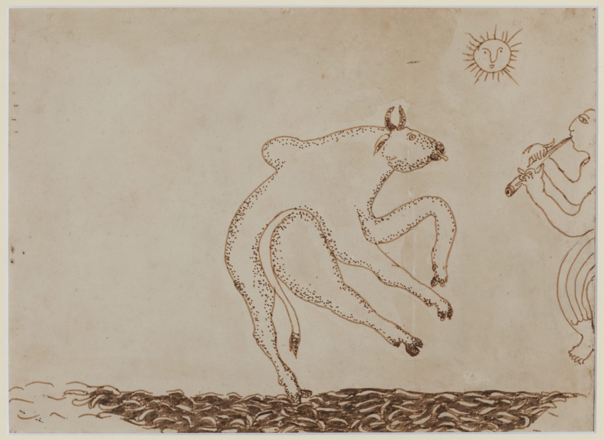 Krishna the Cowhead, Pencil and ink on paper, 14.75 x 10.5 in