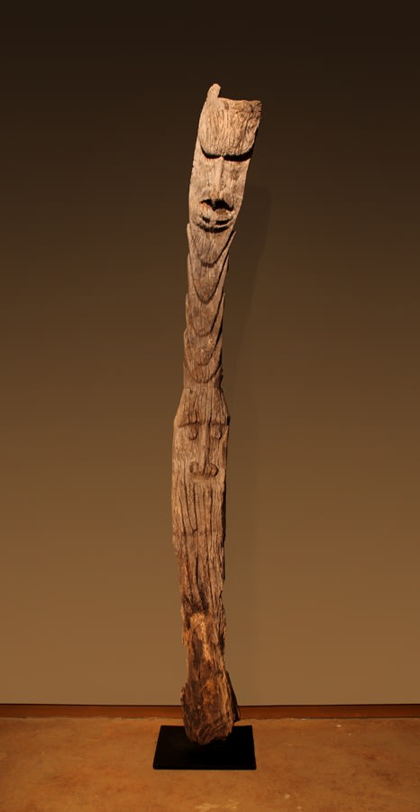 Oceanic sculpture free standing made from aged wood