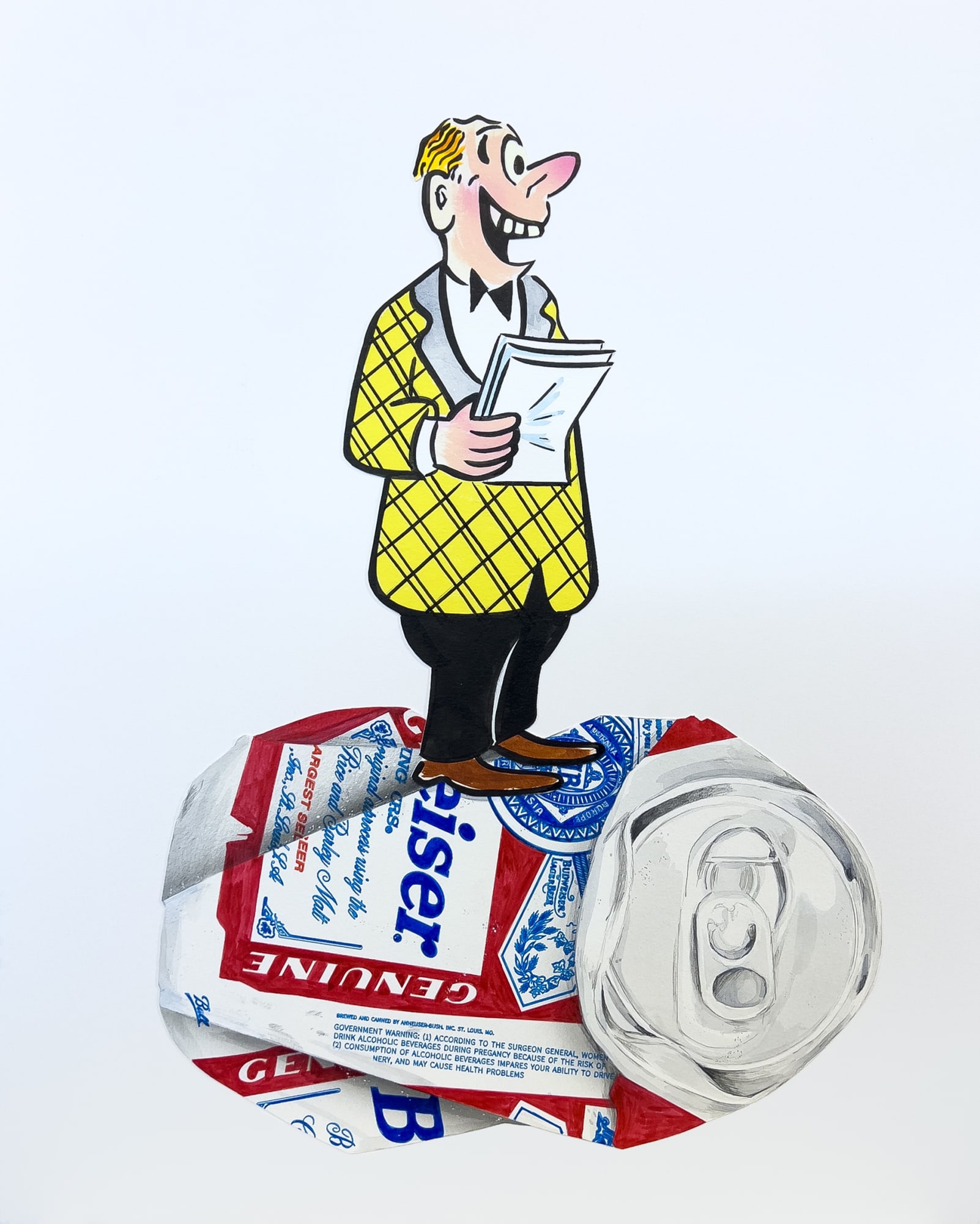 man standing on top of beer can