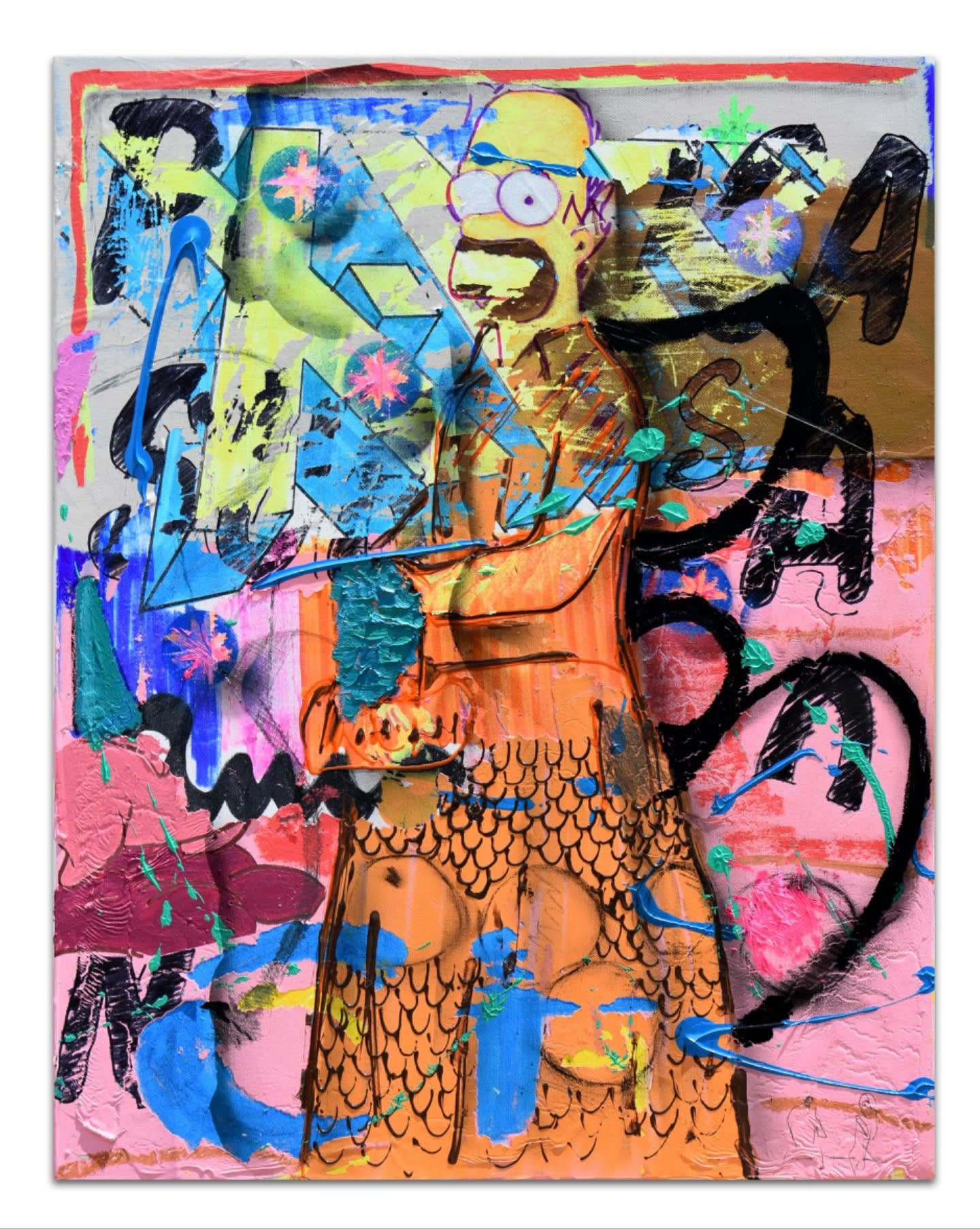 painting with remnants of Homer Simpson