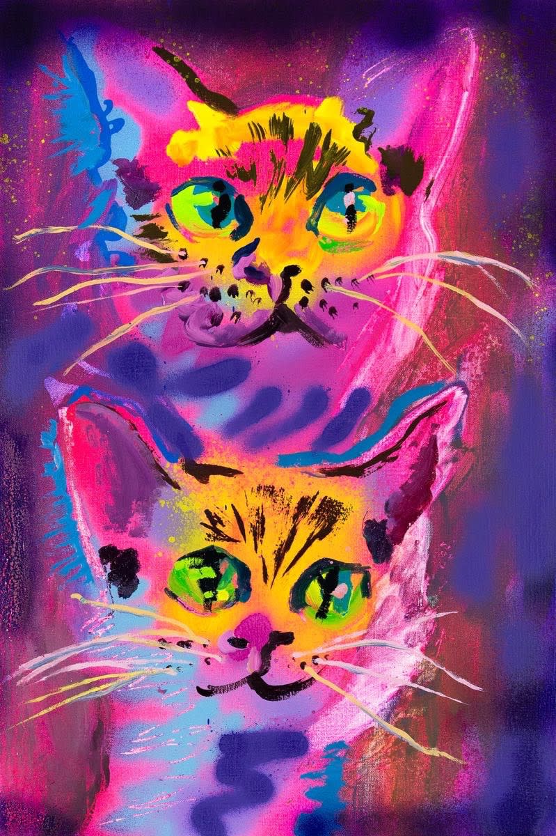 a painting of two cats