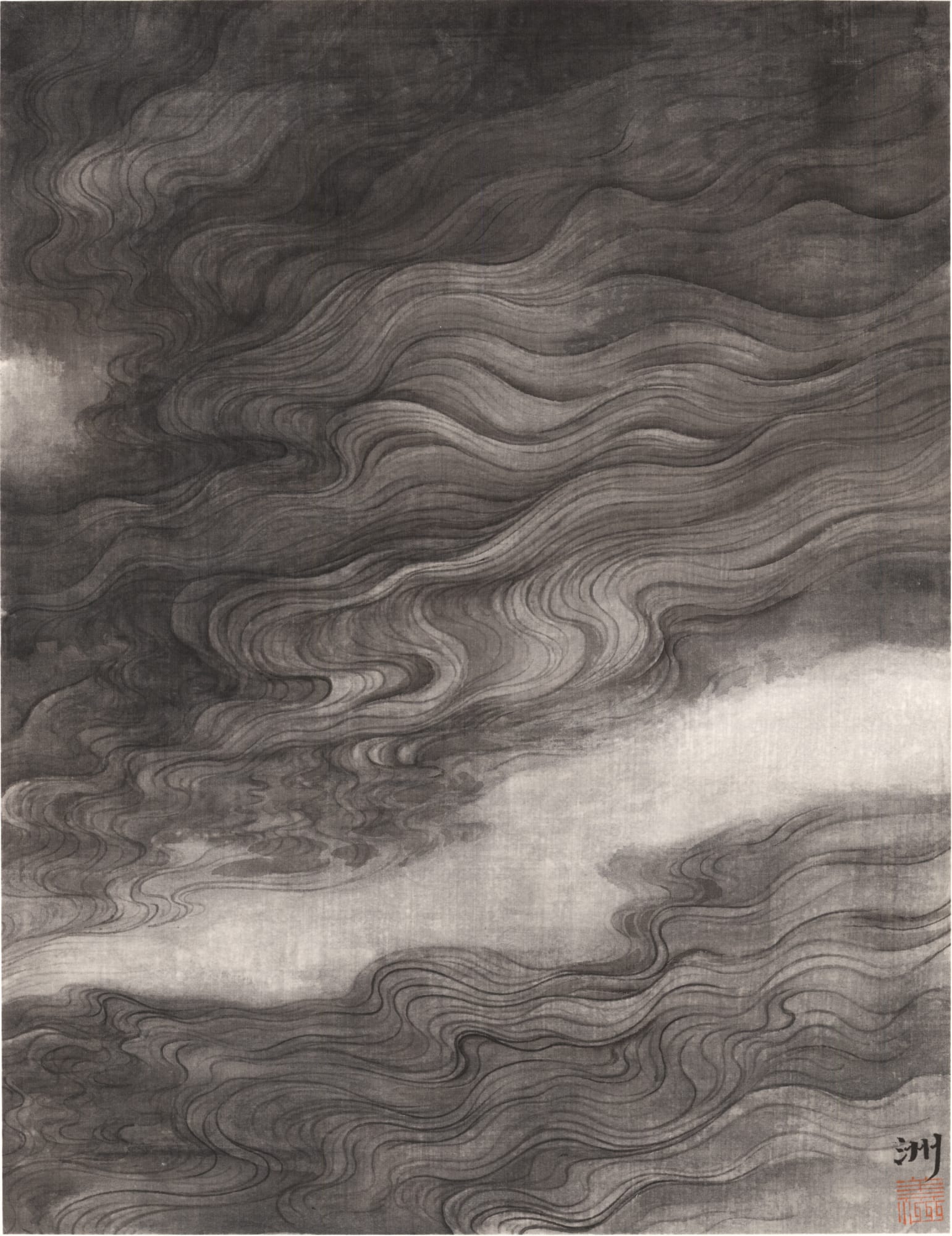 black and white ink painting.