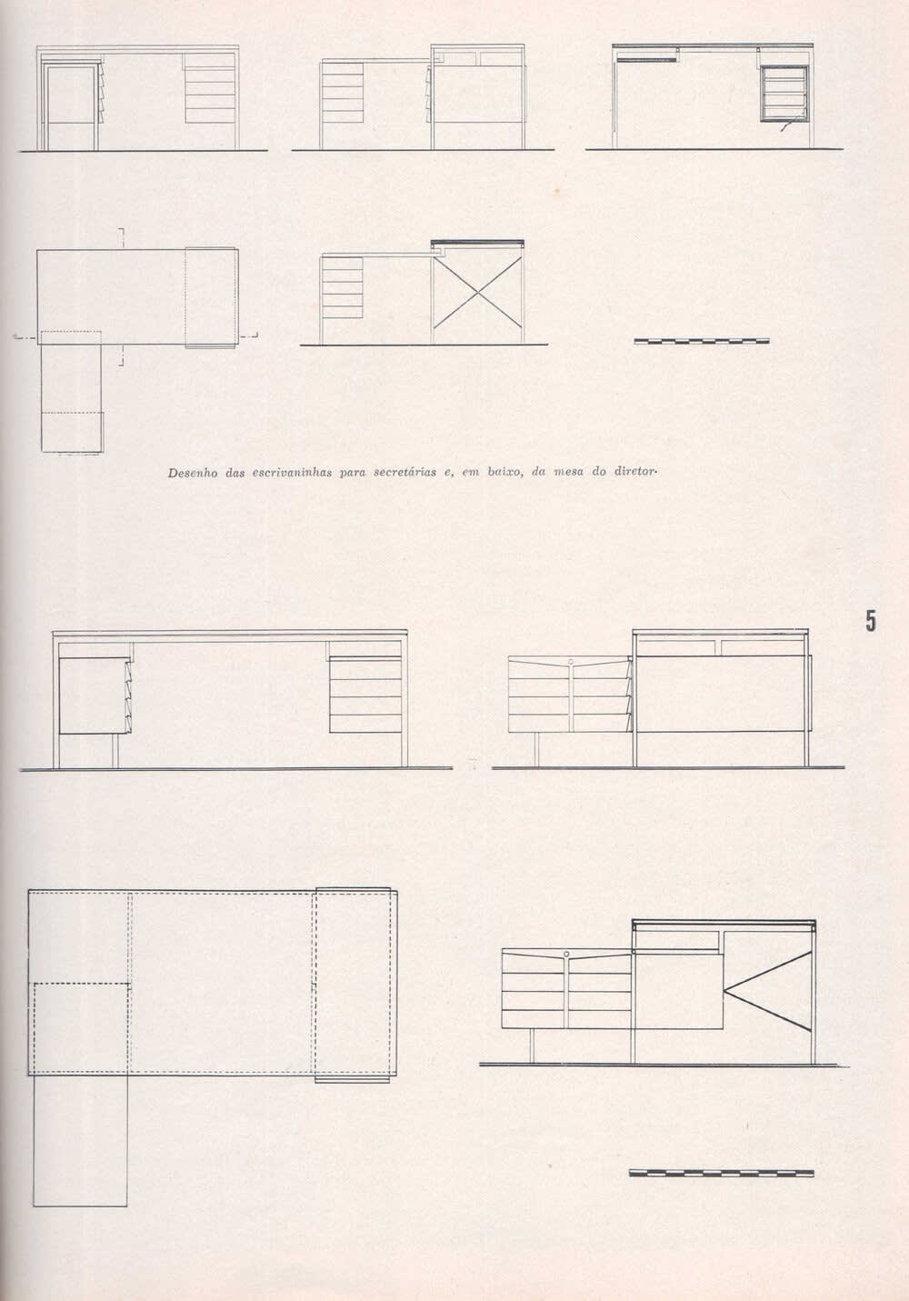 Above: secretary desks | Below: director's desk