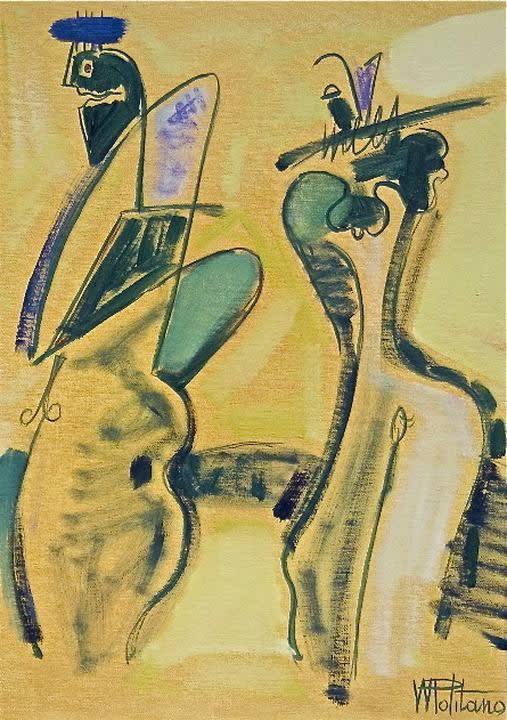 L Incoontro Verde 2005. Oil On Canvas