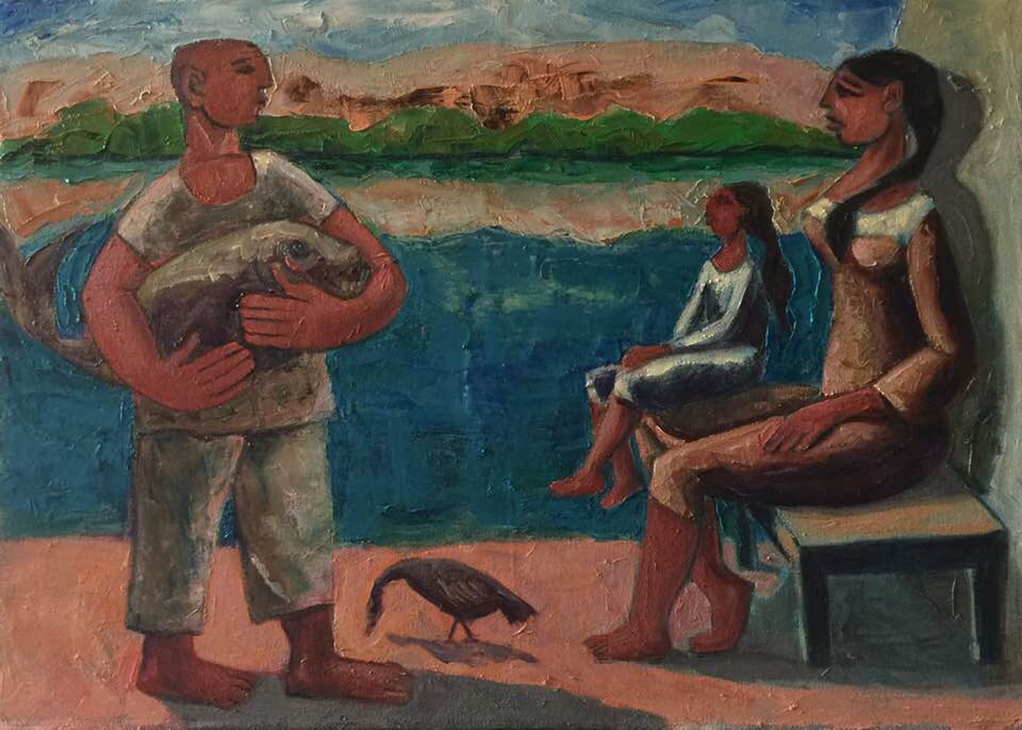 Omar Abdel Zaher The Offering, 2020 oil on canvas 50 x 70cm, signed & dated