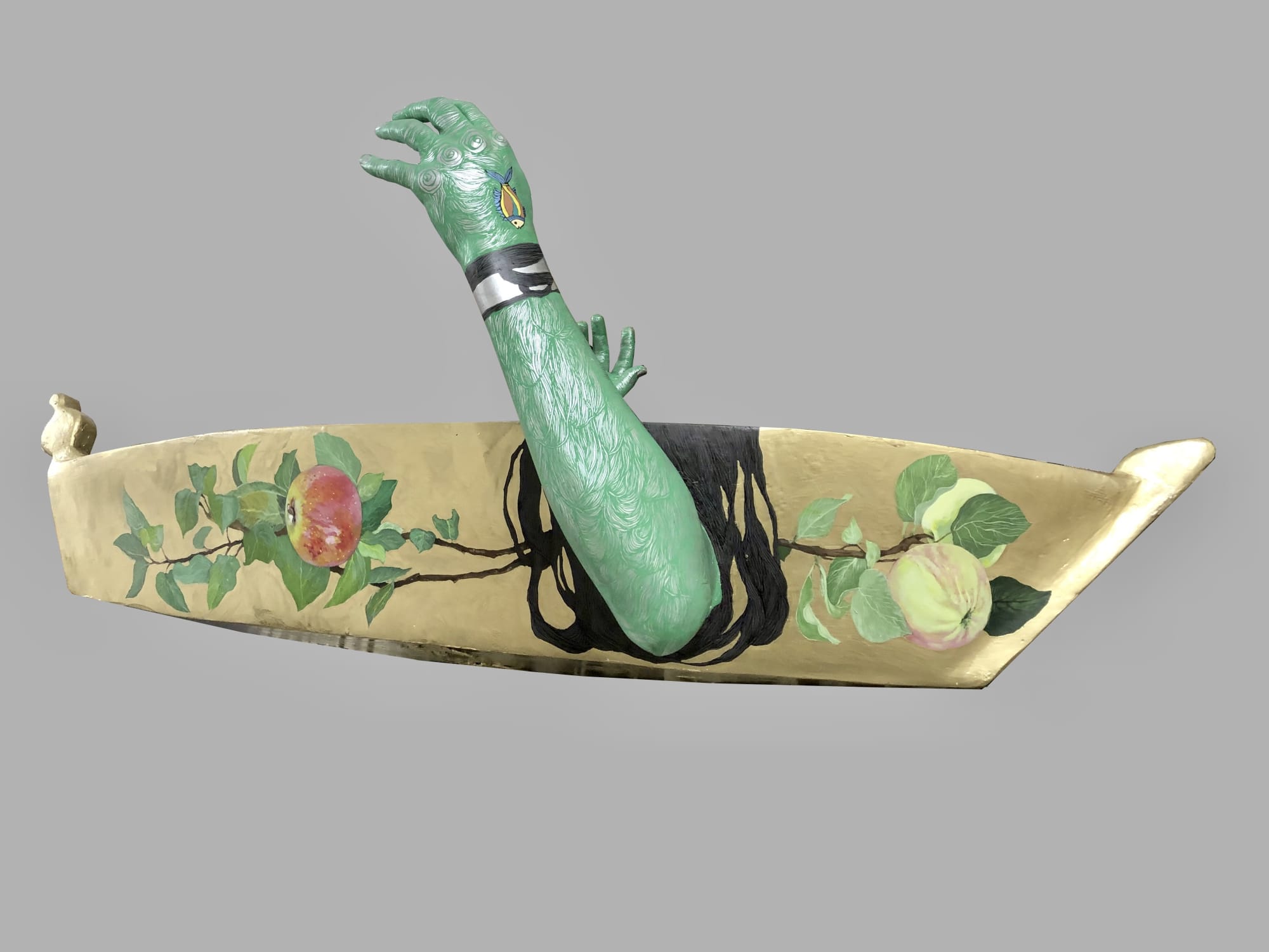 Ahmed Saber Soul Boats III, 2021 acrylic on polyester 110 x 30 x 18cm, signed & dated