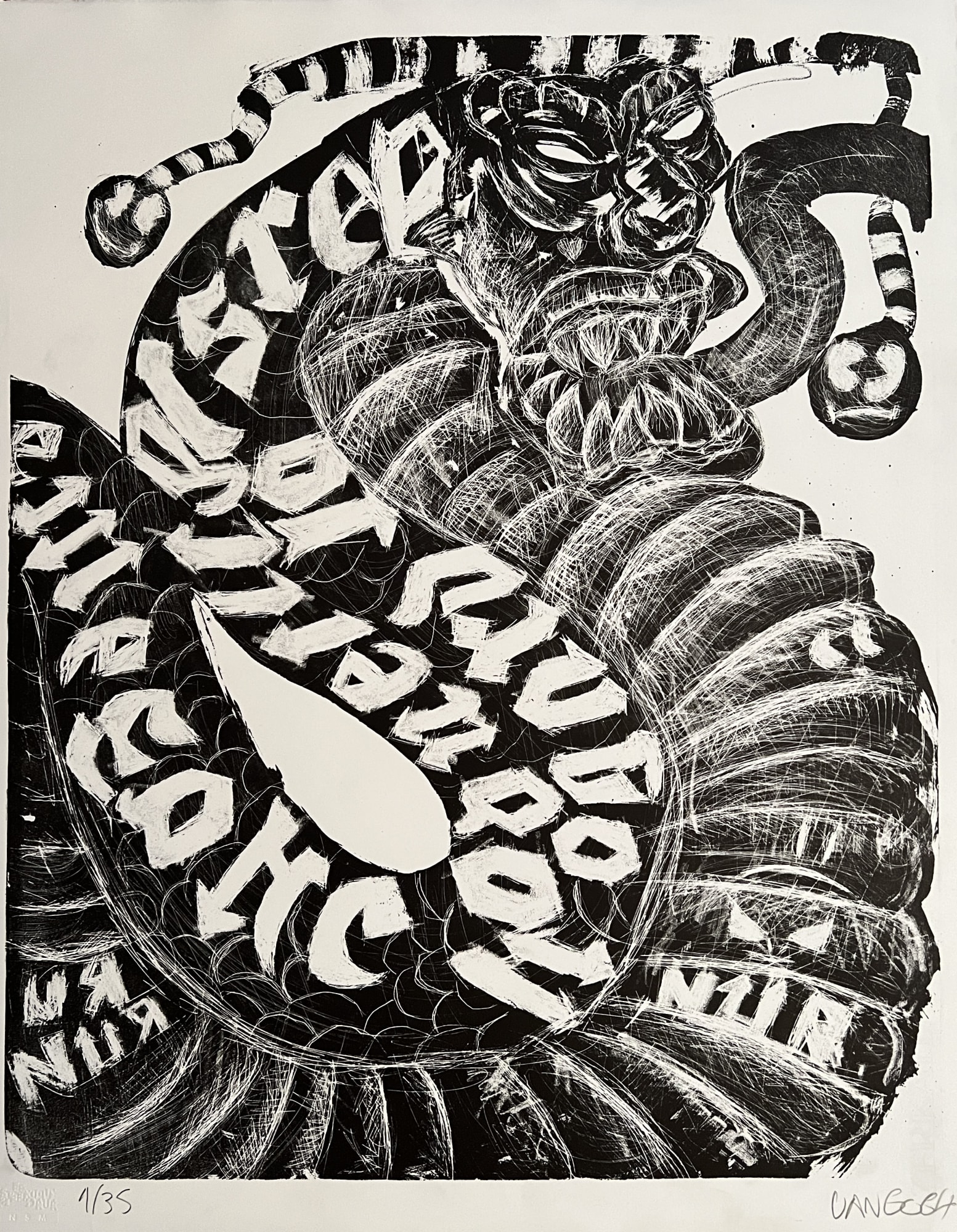 Chase The Dragon Orginal Lithograph Materials: BFK Rives Paper 240 gr Size: 65 cm x 50 cm / 25 5/8 x 19 3/4 in Edition: 1 - 35 Year: 2022 € 450,00 incl. VAT / excl. shipping Order here: https://therealvangogh.shop/products/chase-the-dragon